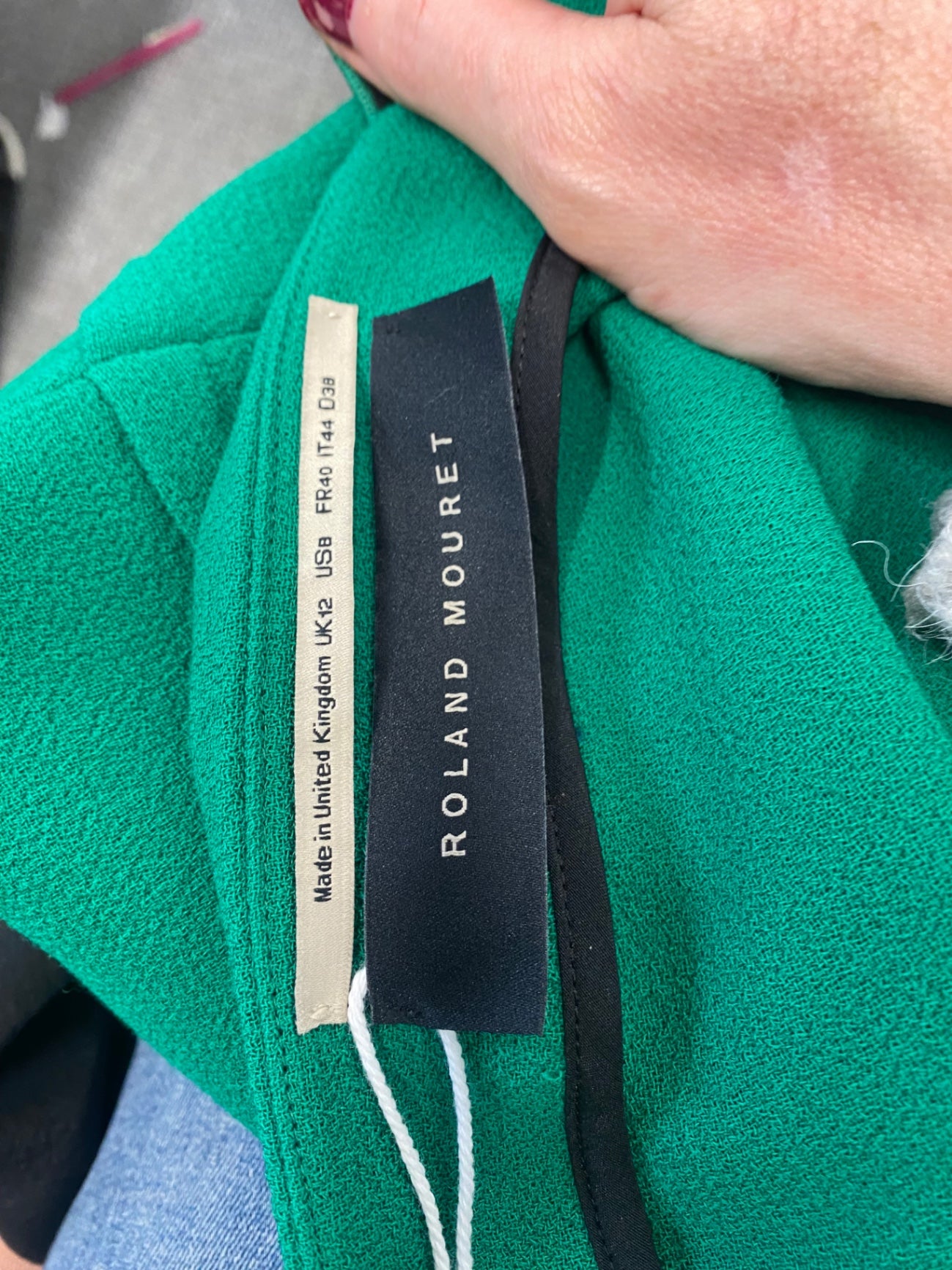 Fabulous ROLAND MOURET asymmetric Evening Dress UK12 emerald Green JW603