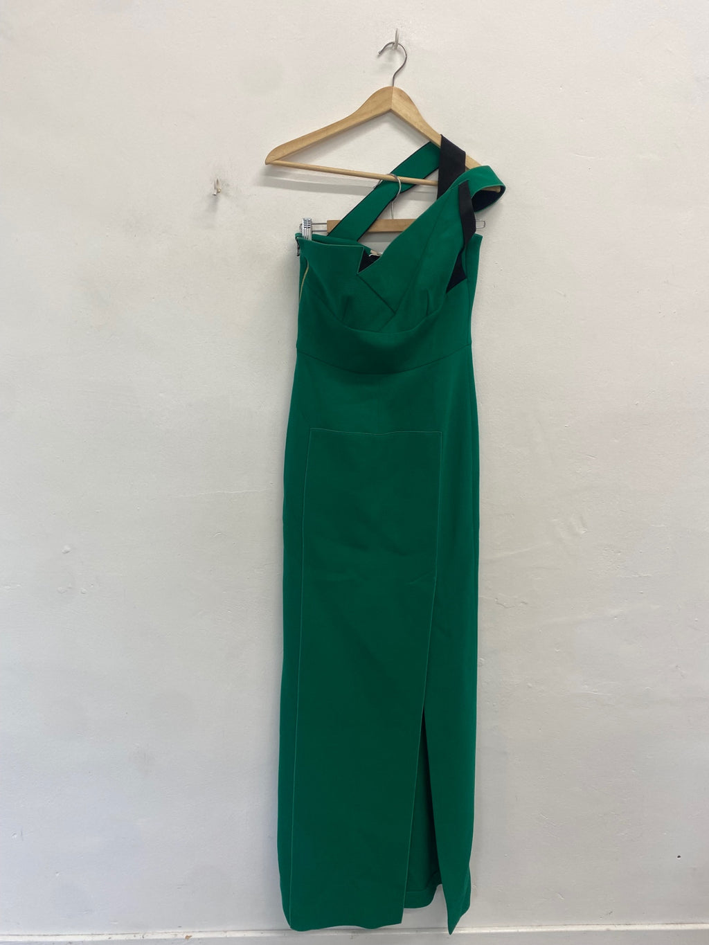 Fabulous ROLAND MOURET asymmetric Evening Dress UK12 emerald Green JW603