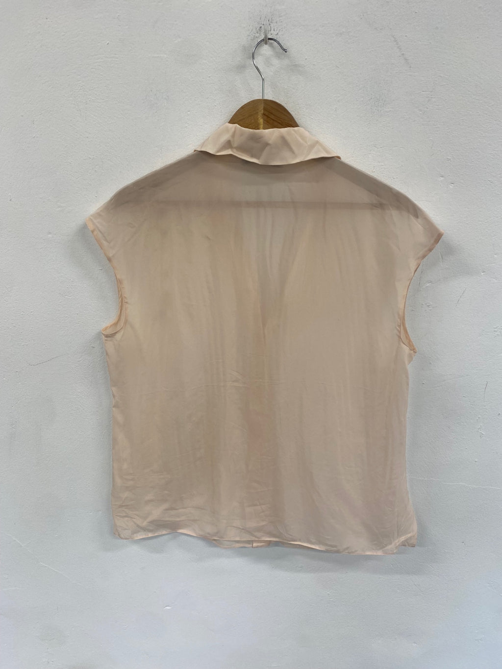 Fabulous PRADA Blouse IT44 UK12 Beige Peach satin semi sheer 
