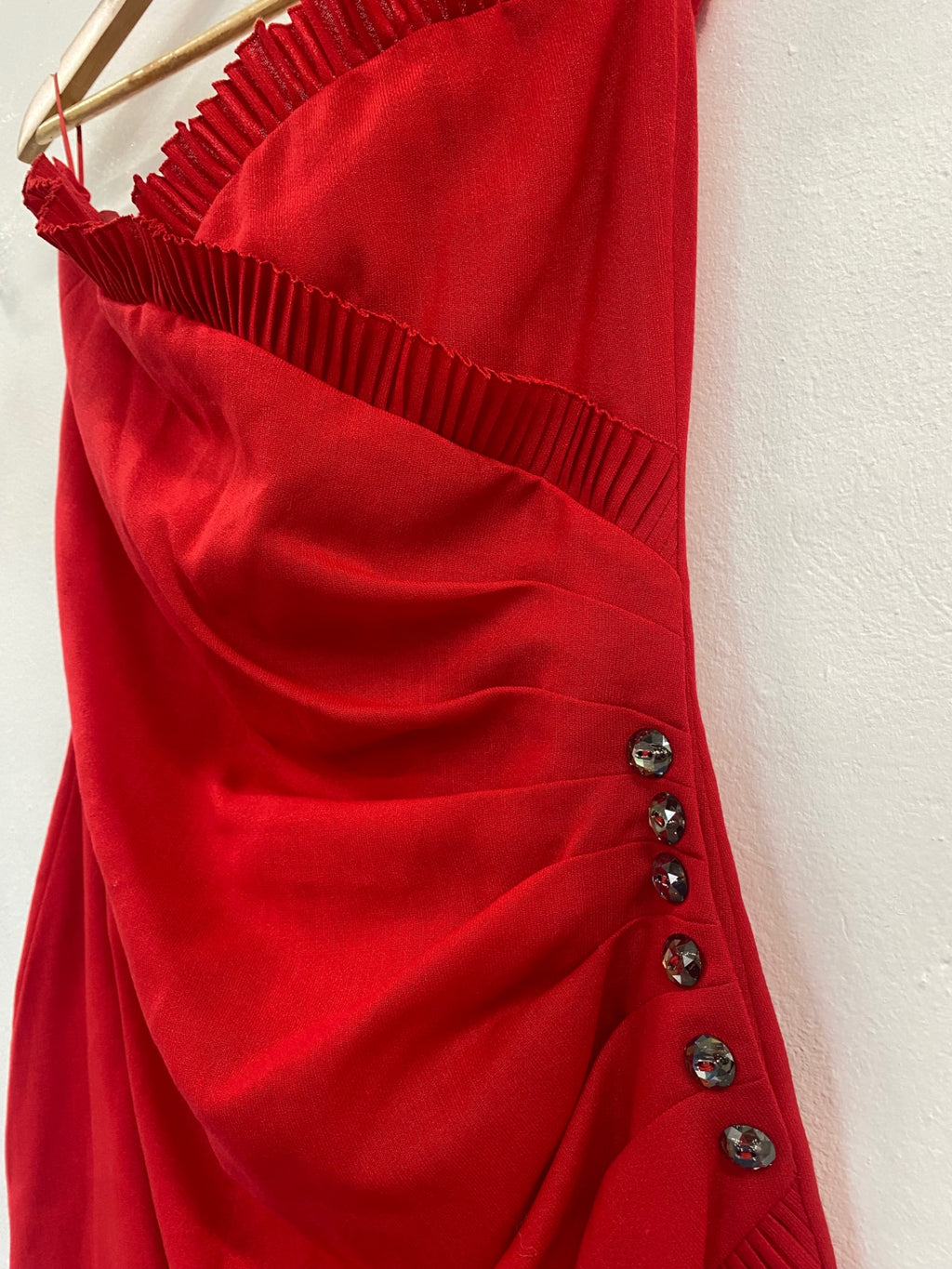 Fabulous Azzaro Cocktail Dress frill Happy classic UK12 Red JW603