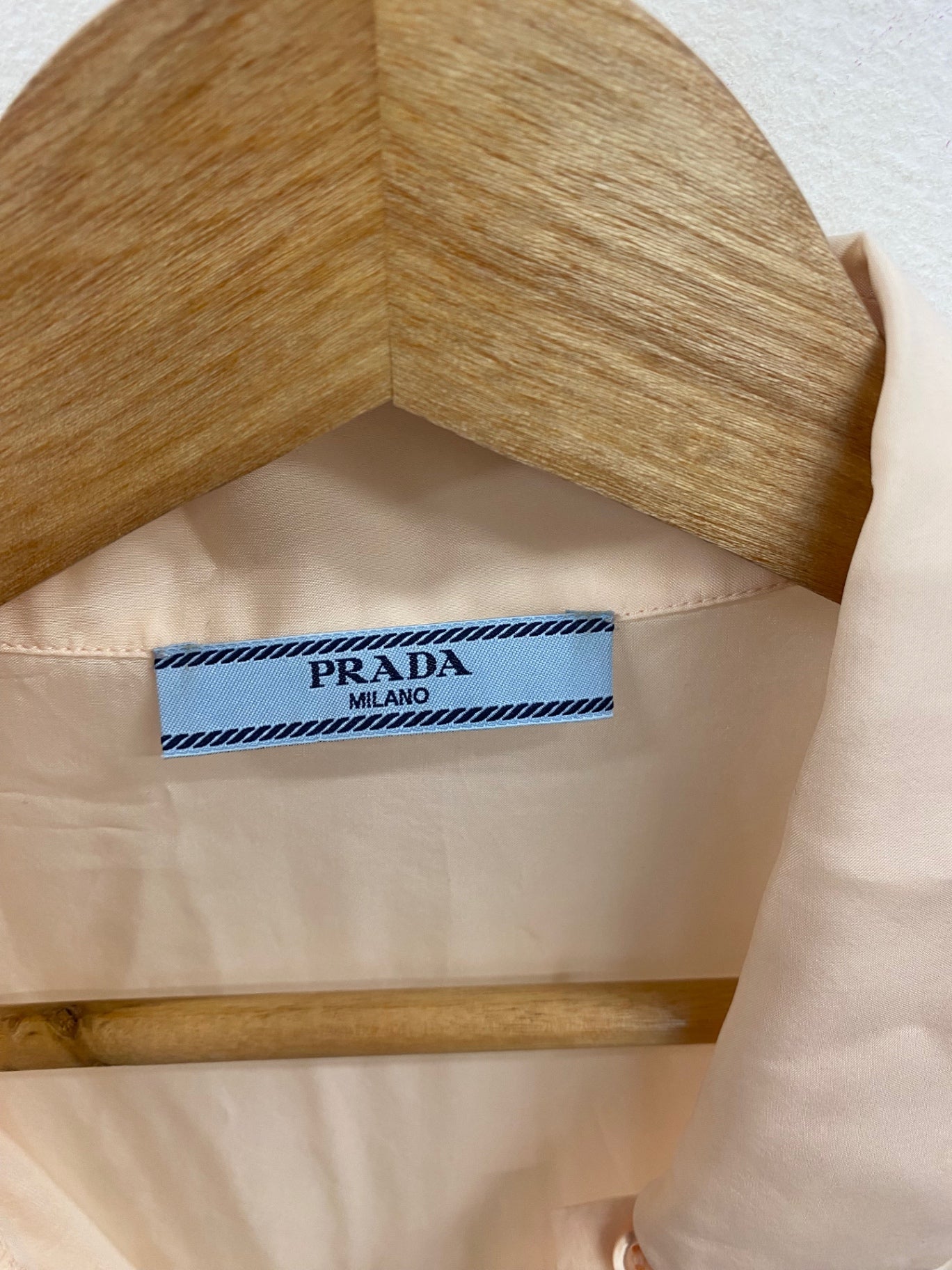 Fabulous PRADA Blouse IT44 UK12 Beige Peach satin semi sheer 