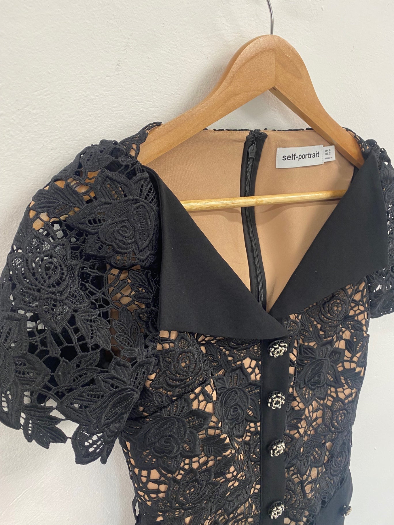 Gorgeous self-portrait black lace overlay mini dress  Cocktail Dress UK6 Black