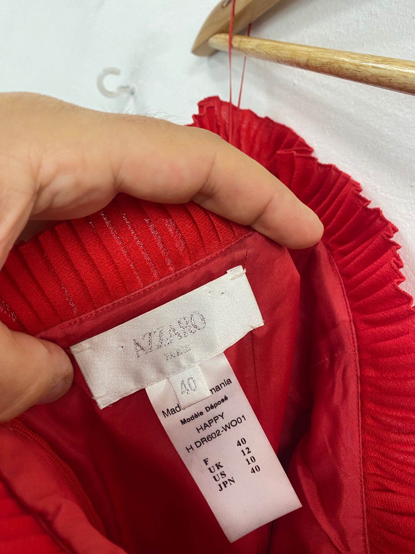 Fabulous Azzaro Cocktail Dress frill Happy classic UK12 Red JW603