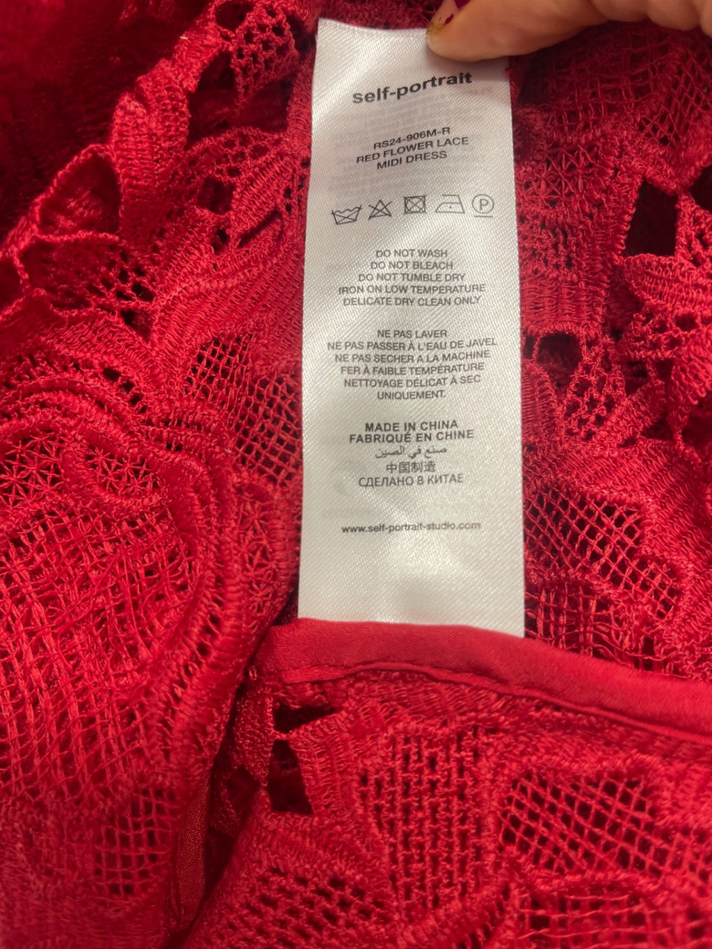 Fabulous self-portrait red flower lace evening Dress Uk8 Red JW603