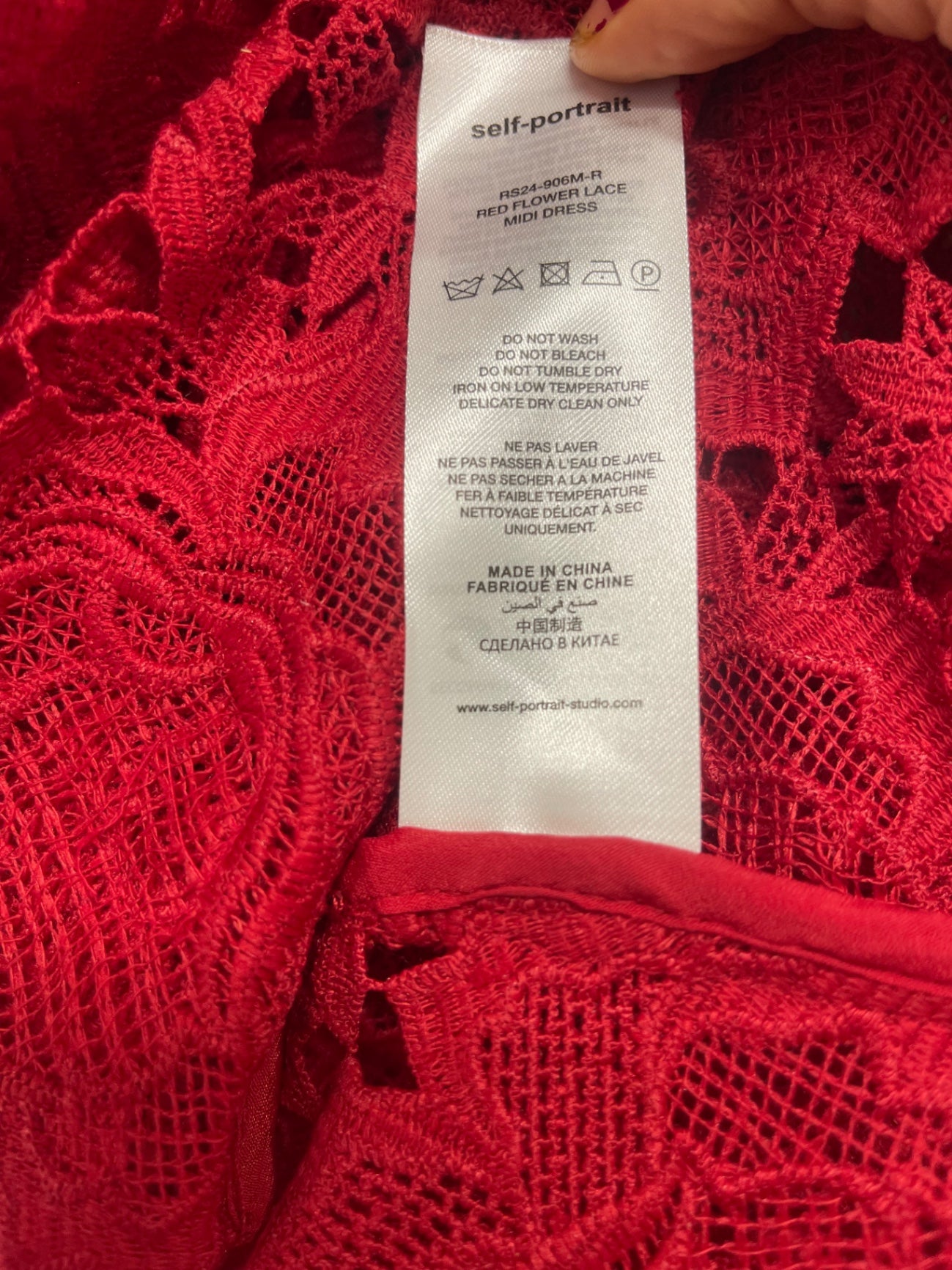 Fabulous self-portrait red flower lace evening Dress Uk8 Red JW603