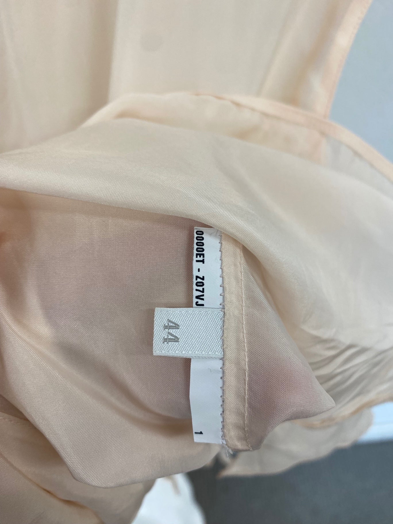 Fabulous PRADA Blouse IT44 UK12 Beige Peach satin semi sheer 