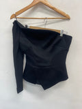 Fabulous ROLAND MOURET asymmetrical one sleeve corset Top UK12 Black JW603