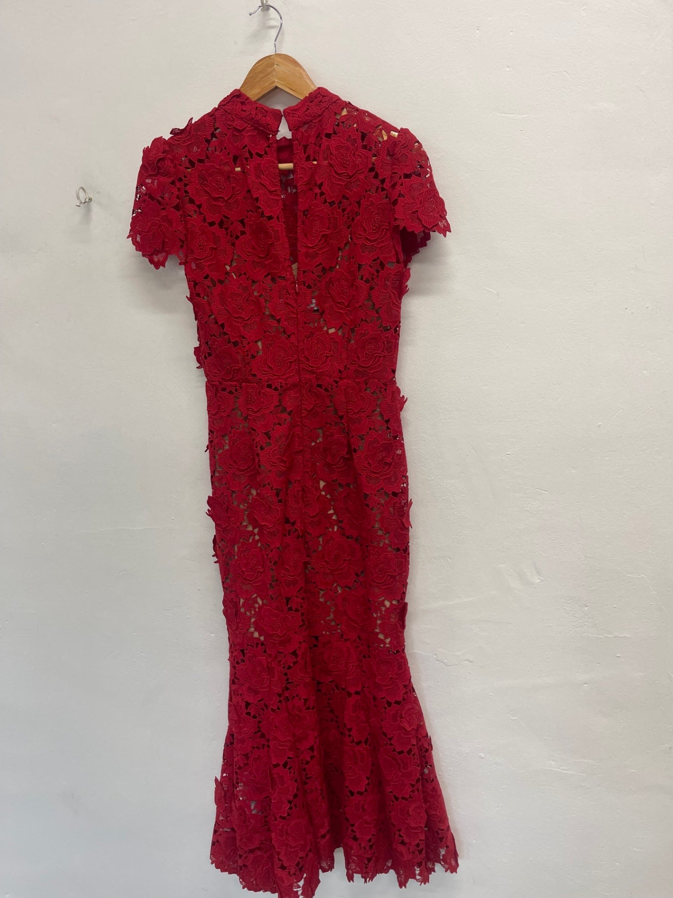 Fabulous self-portrait red flower lace evening Dress Uk8 Red JW603