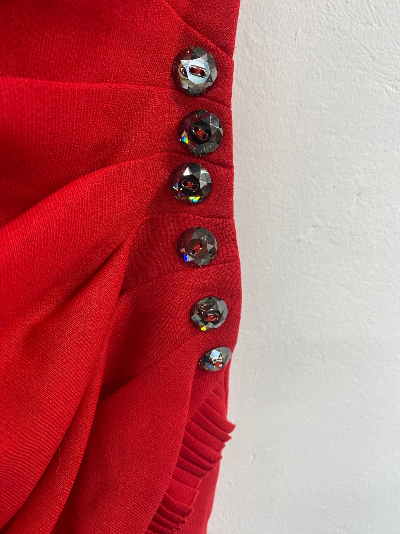Fabulous Azzaro Cocktail Dress frill Happy classic UK12 Red JW603