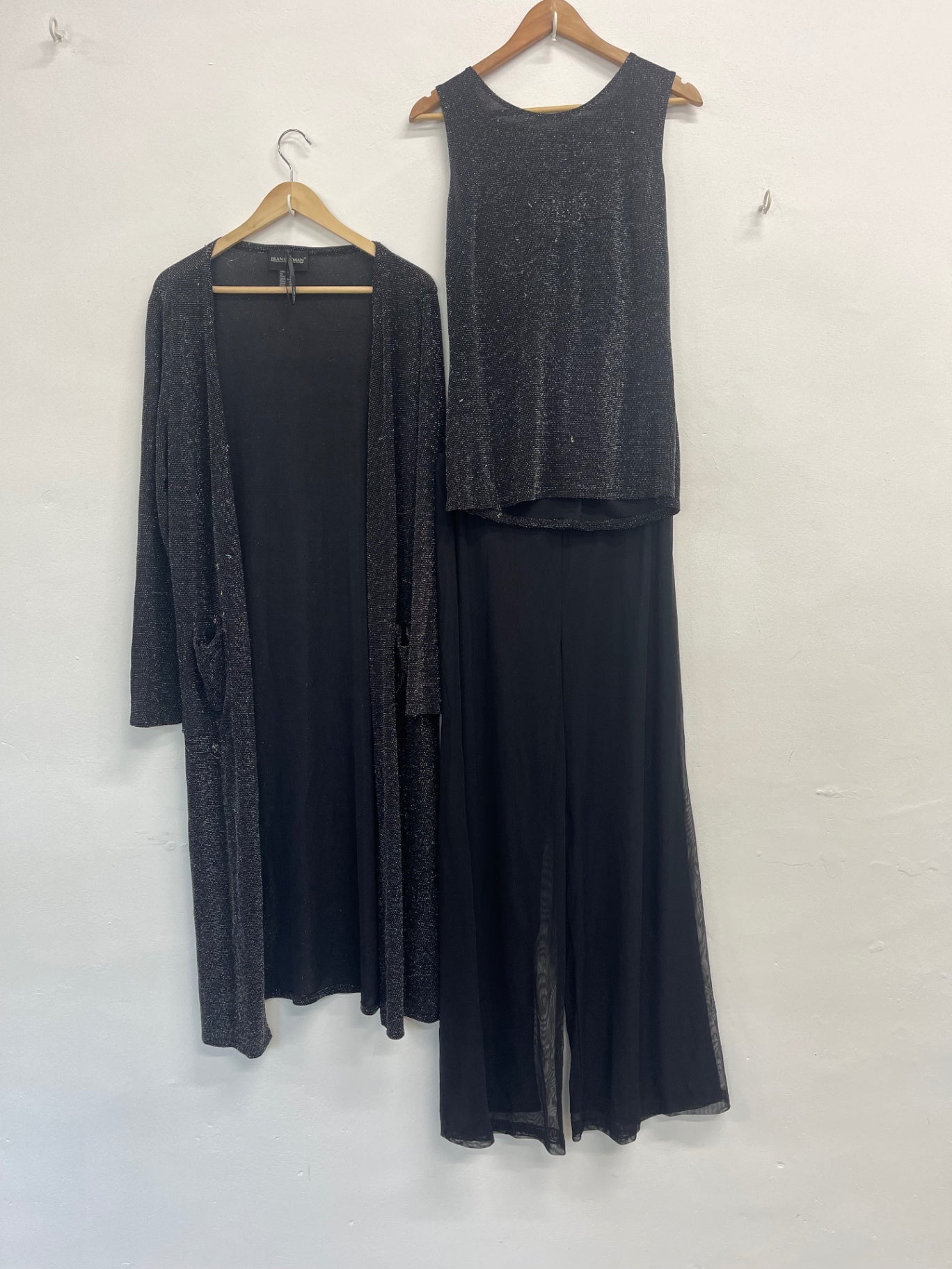 Fabulous Frank Lyman 3 piece Evening outfit UK12 Black & silver #1 KW605