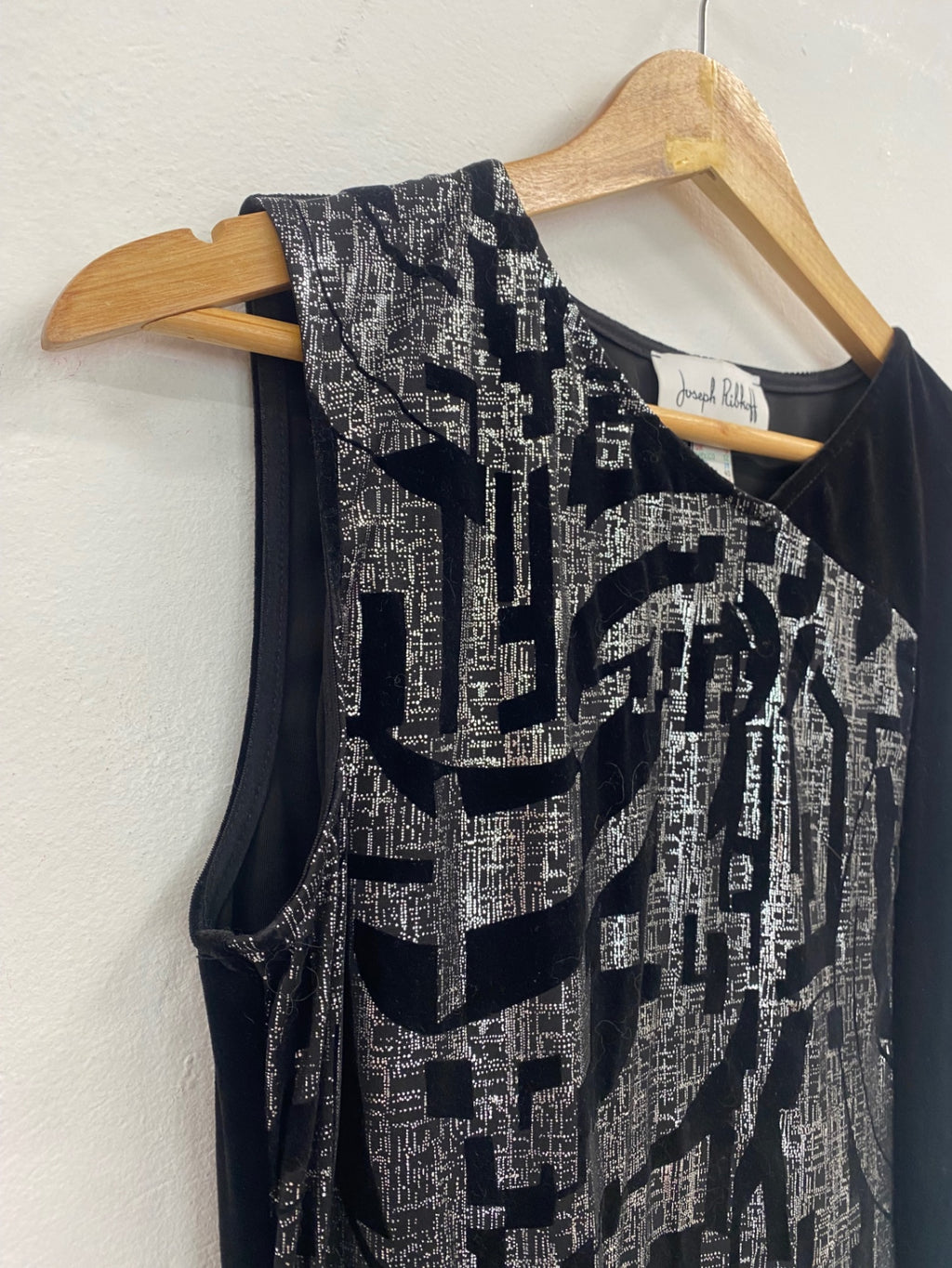 Fabulous Joseph Ribkoff Dress UK12 Black & Silver velvet KW605
