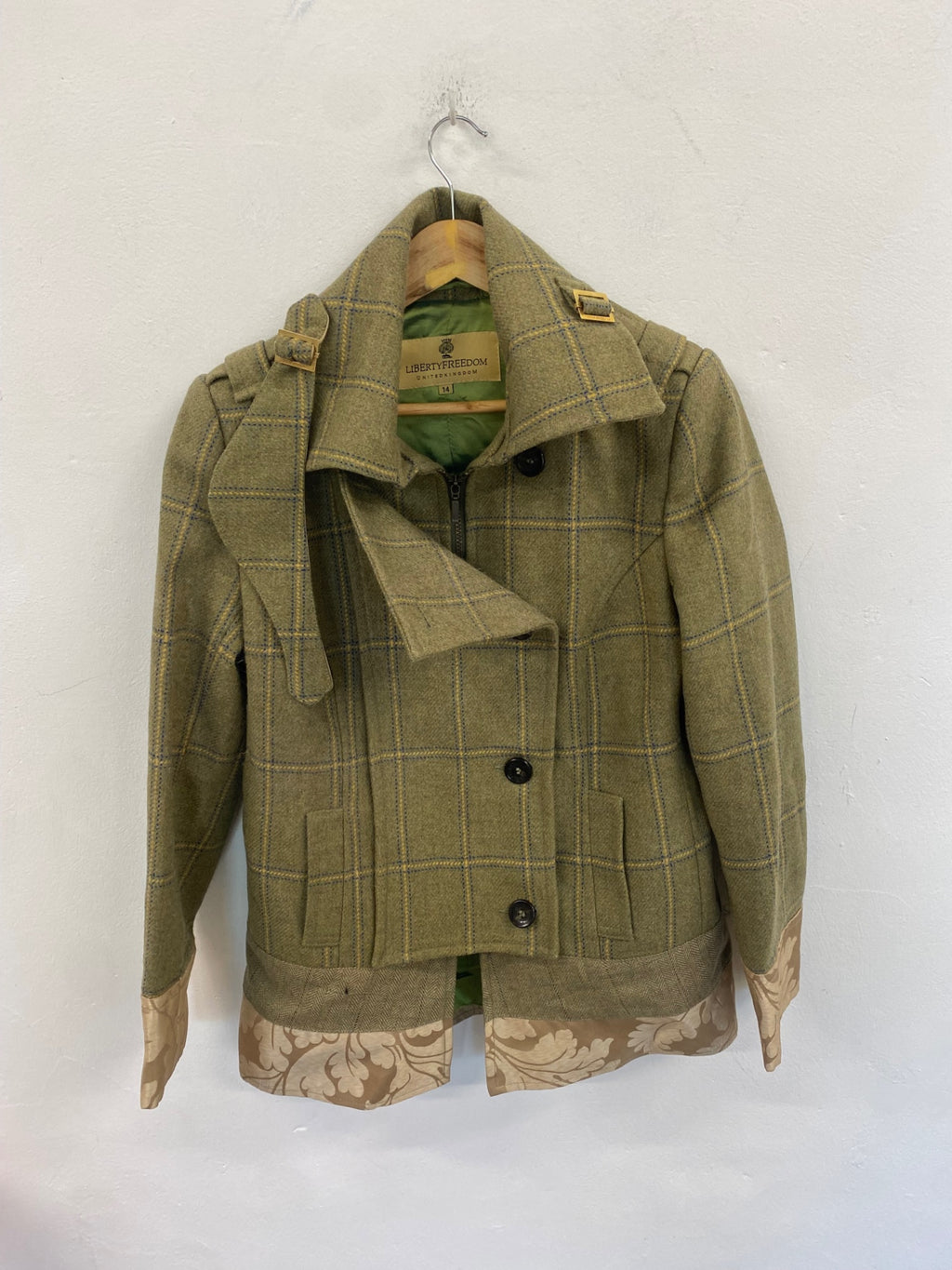 Fabulous Liberty Freedom Field Jacket Tweed UK14 Green Tweed country chic Duchess Punk KW605