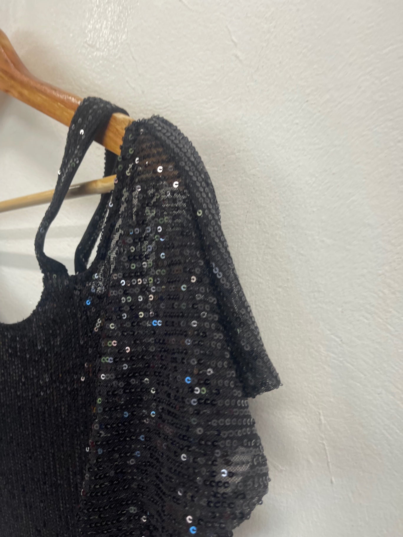 Fabulous Frank Usher evening sequin handkerchief hem Dress S/M Black KW605