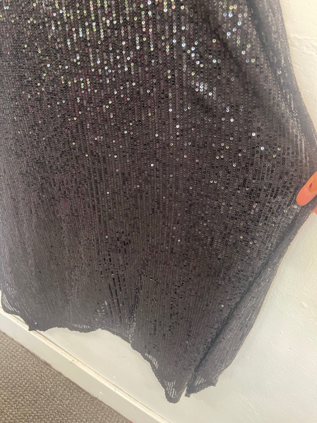 Fabulous Frank Usher evening sequin handkerchief hem Dress S/M Black KW605