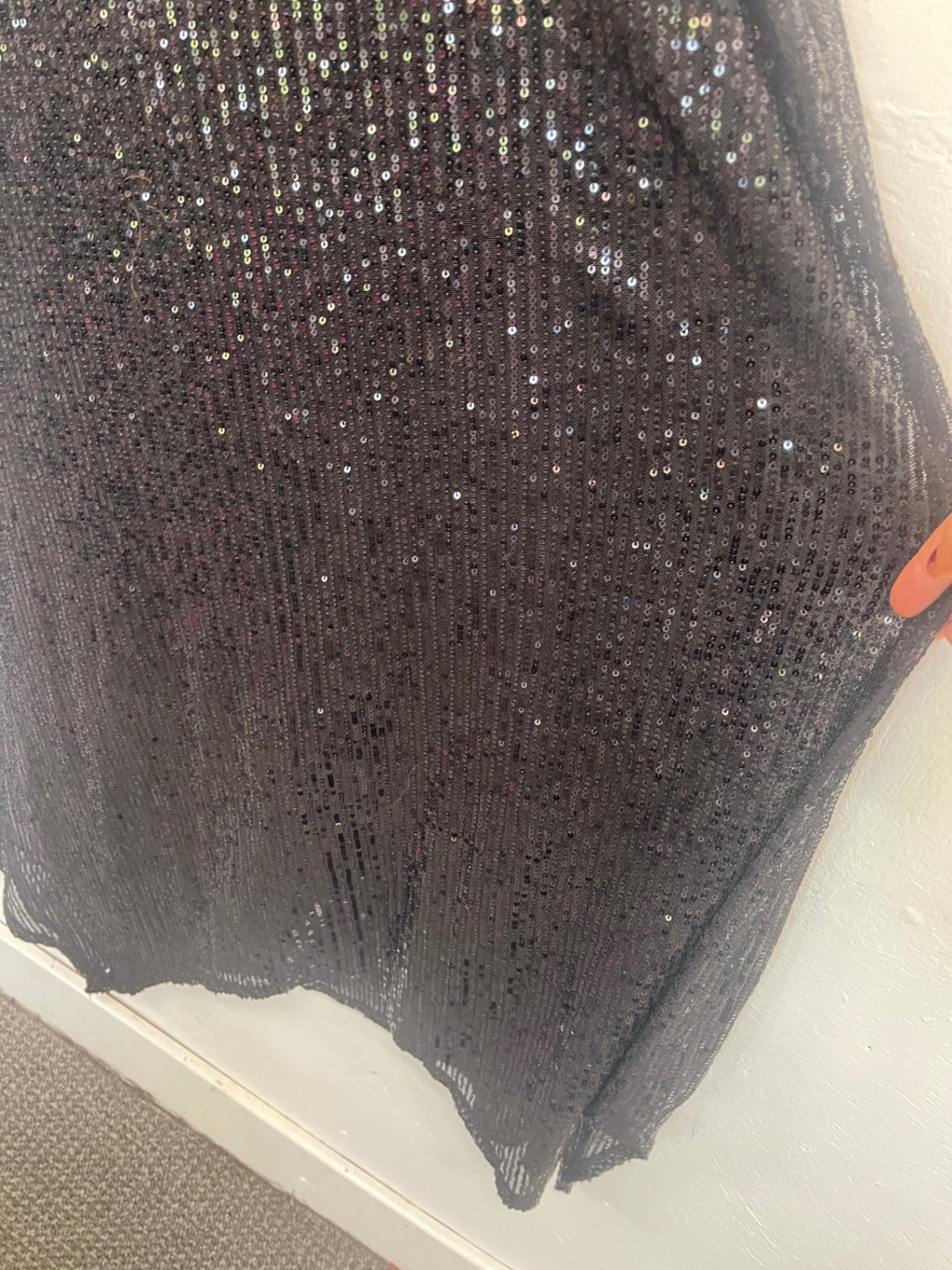 Fabulous Frank Usher evening sequin handkerchief hem Dress S/M Black KW605