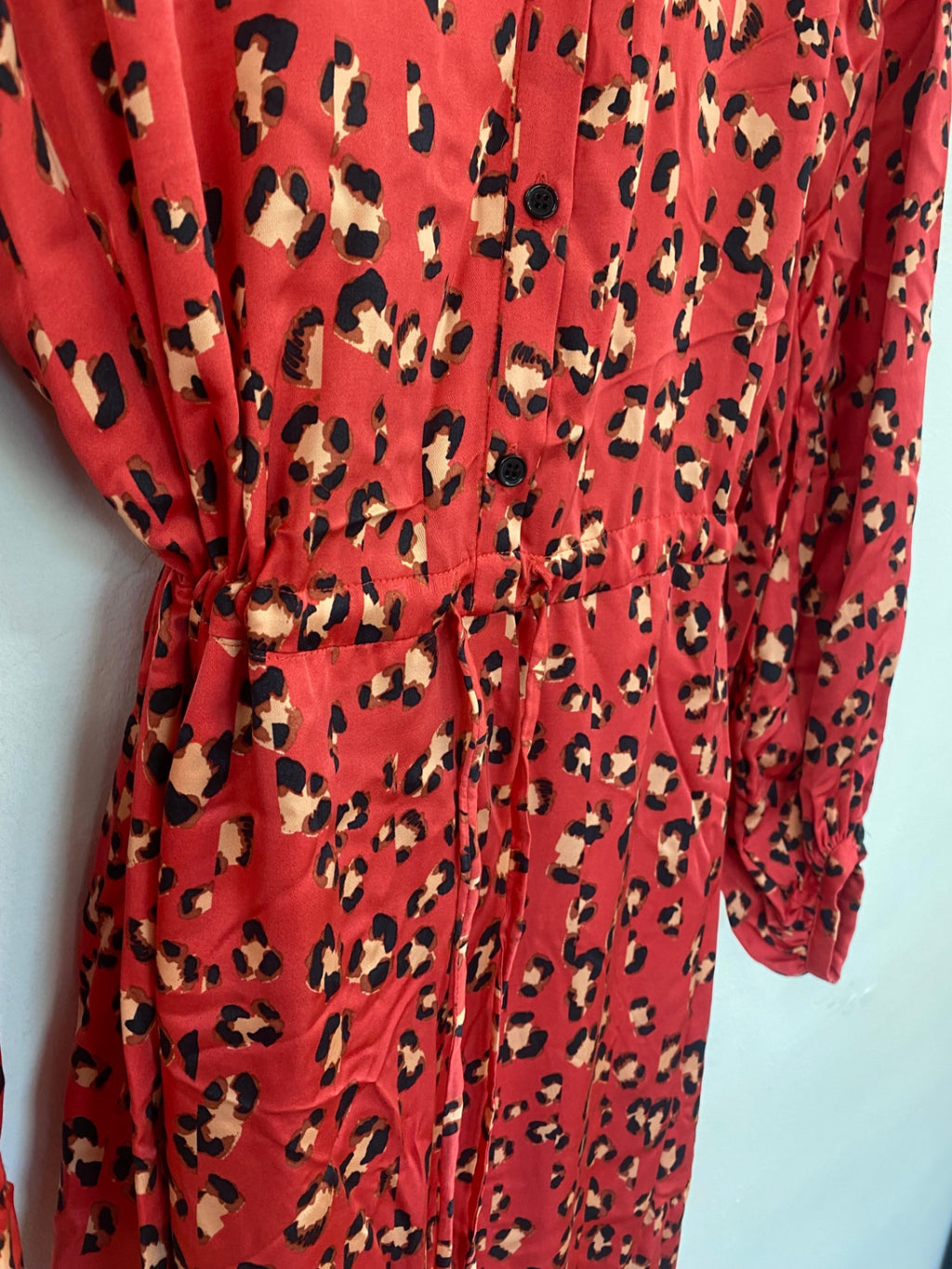 Fabulous MUNTHE Maxi Dress UK12 Coral tiered animal leopard print KW605
