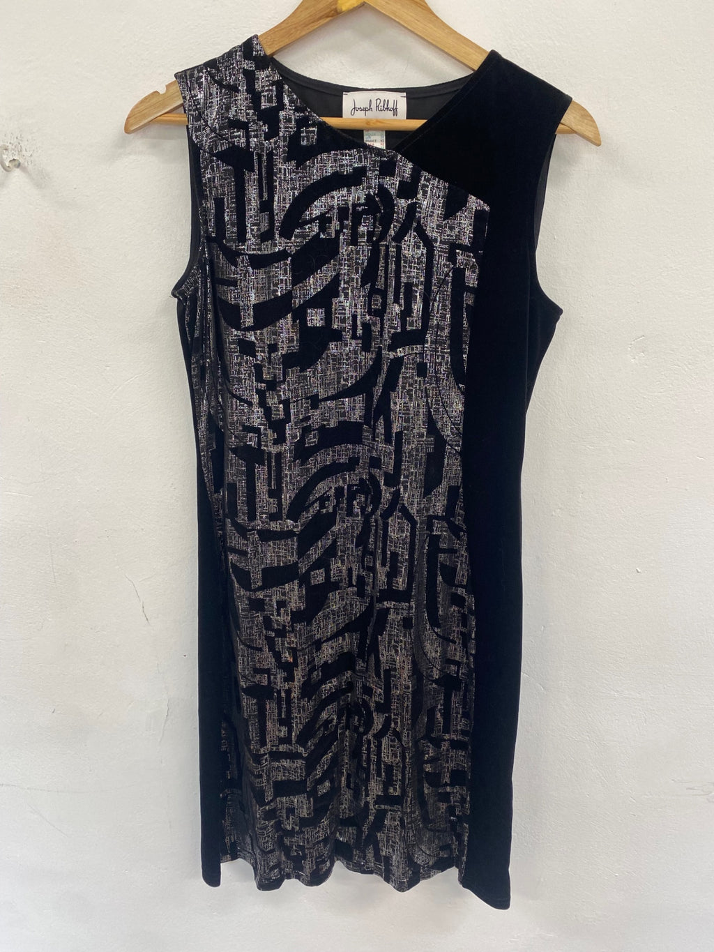 Fabulous Joseph Ribkoff Dress UK12 Black & Silver velvet KW605