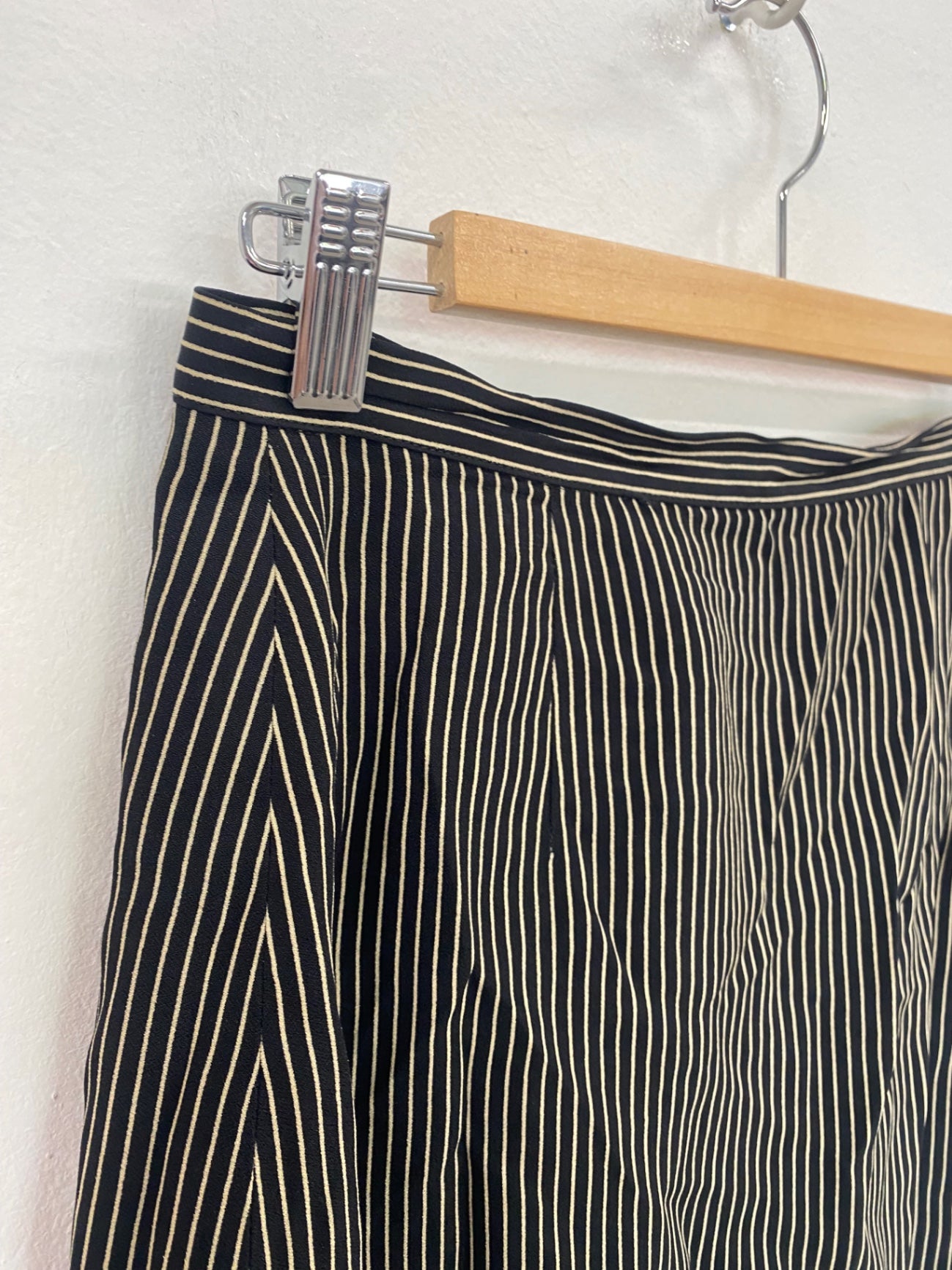 Vintage Gianfranco Ferre Jeans Mini Skirt UK12 Black and beige stripe KW605