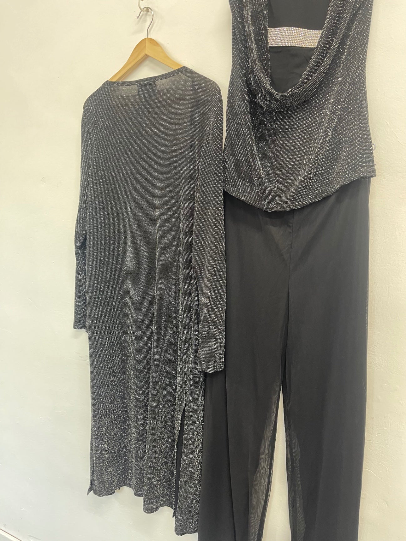Fabulous Frank Lyman 3 piece Evening outfit UK12 Black & silver #1 KW605