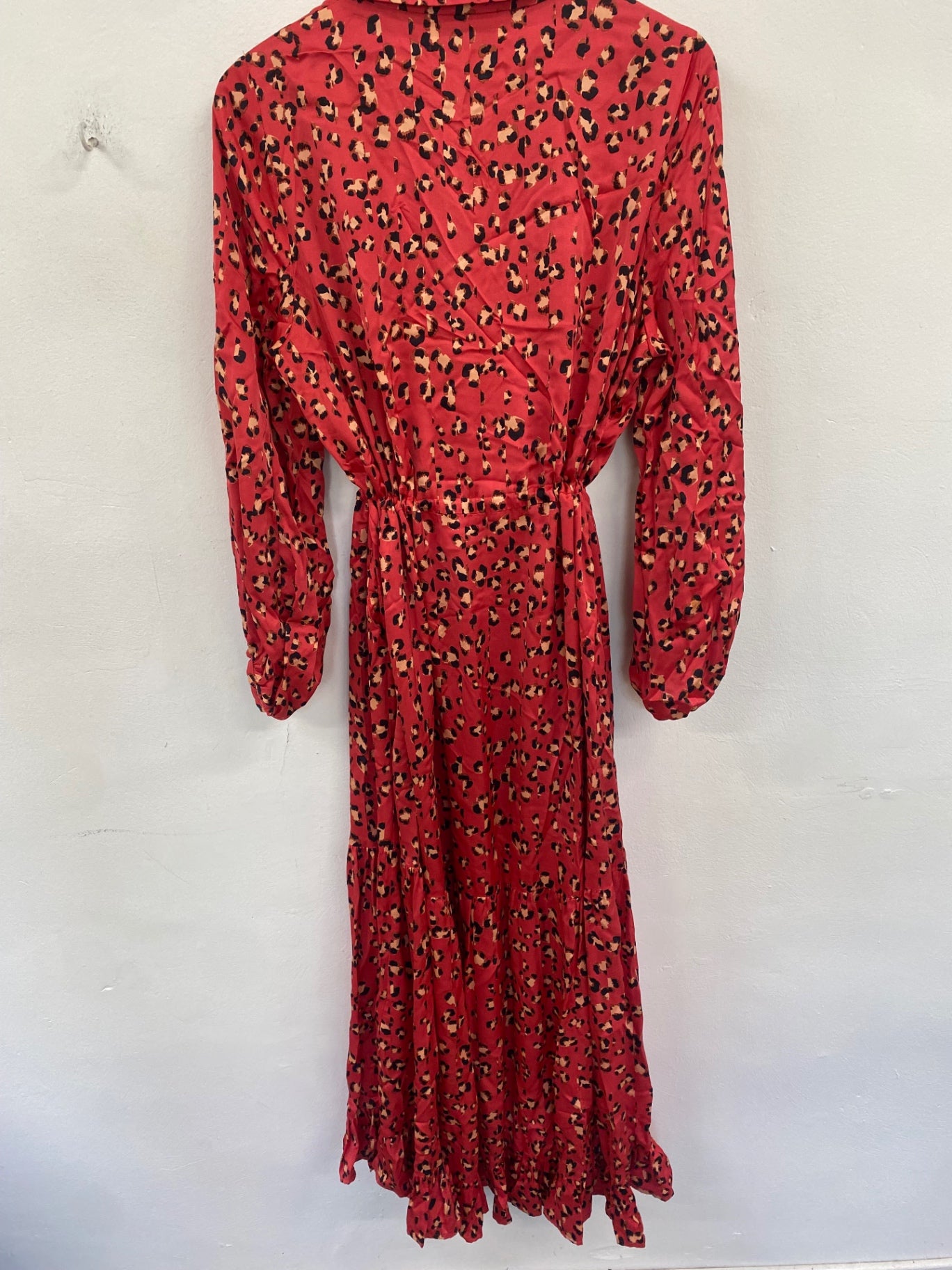 Fabulous MUNTHE Maxi Dress UK12 Coral tiered animal leopard print KW605