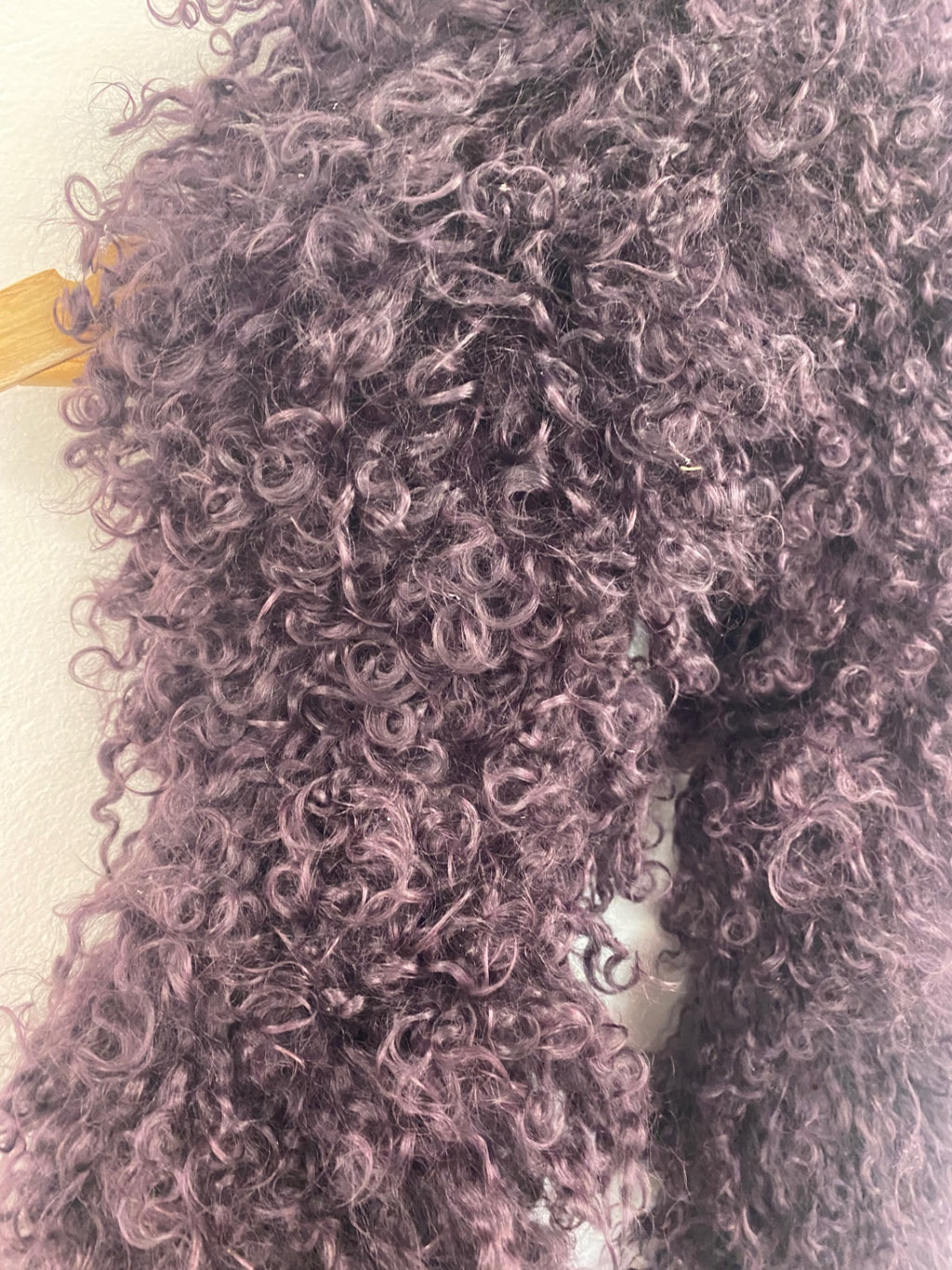 Fabulous Karl Donoghue lamb skin fleece wool leather Scarf One size Purple KW605