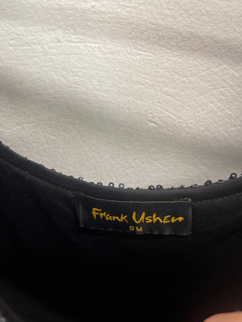 Fabulous Frank Usher evening sequin handkerchief hem Dress S/M Black KW605