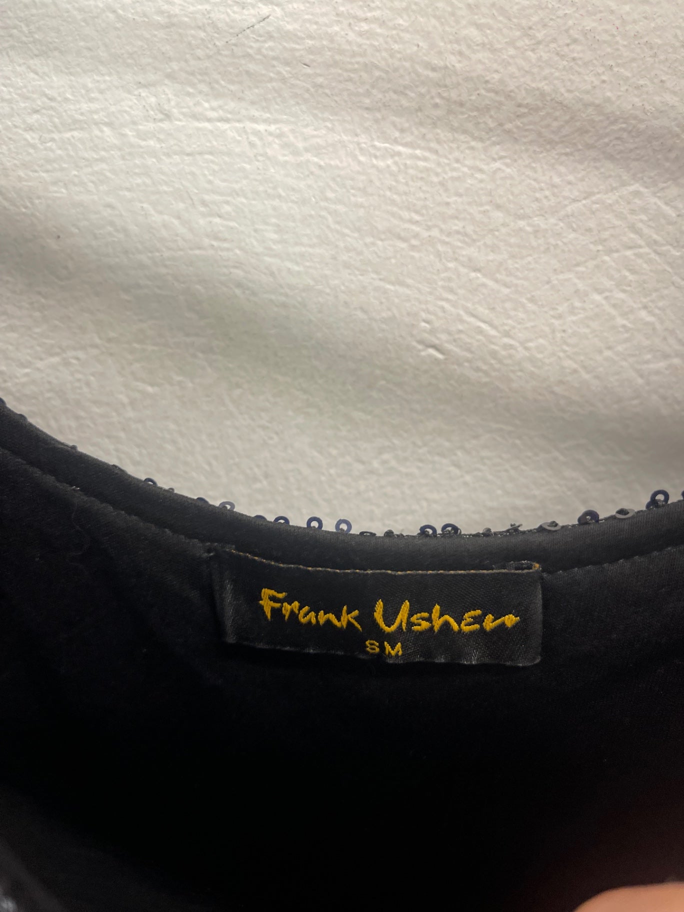 Fabulous Frank Usher evening sequin handkerchief hem Dress S/M Black KW605