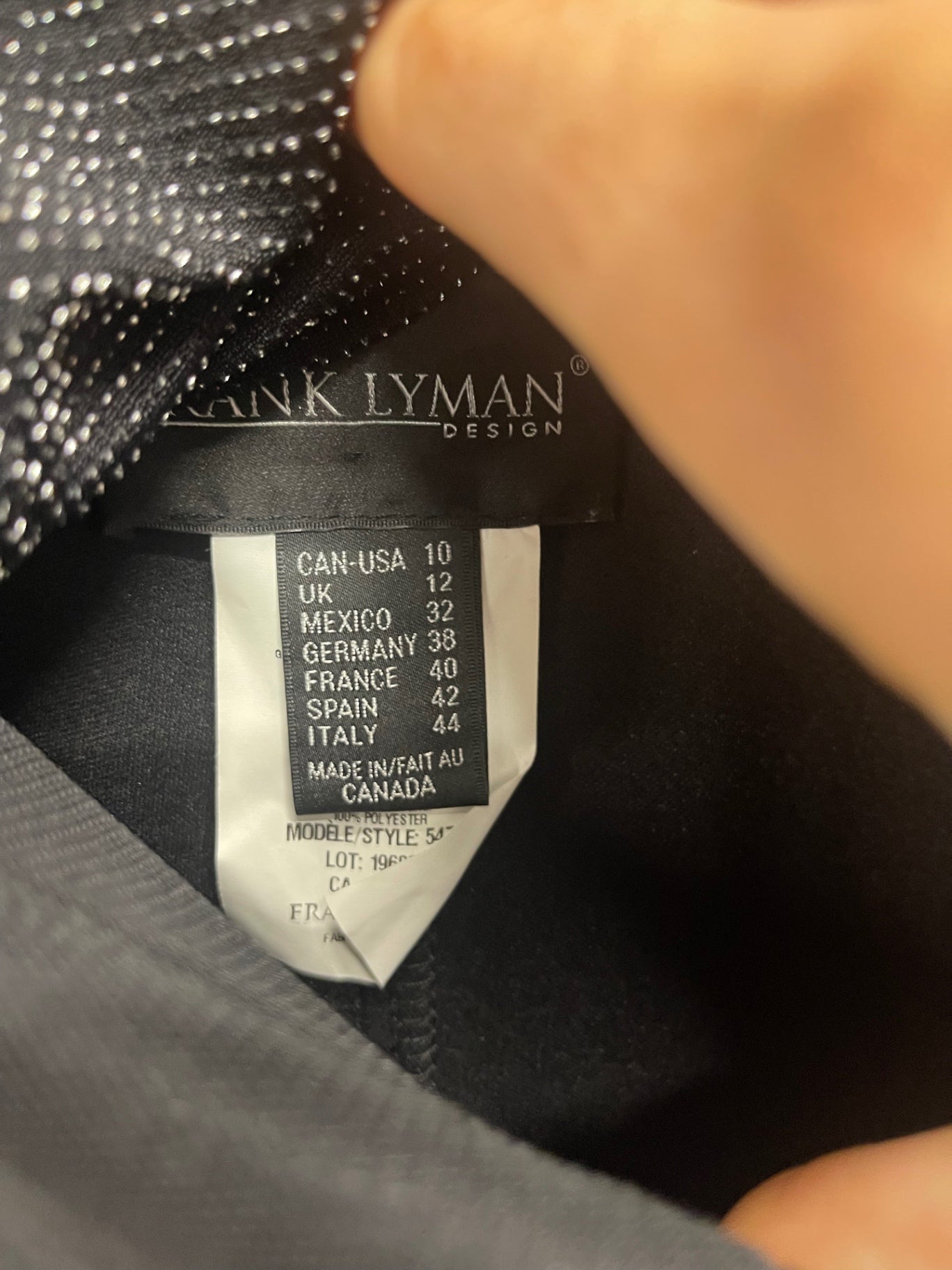 Fabulous Frank Lyman 3 piece Evening outfit UK12 Black & silver #1 KW605