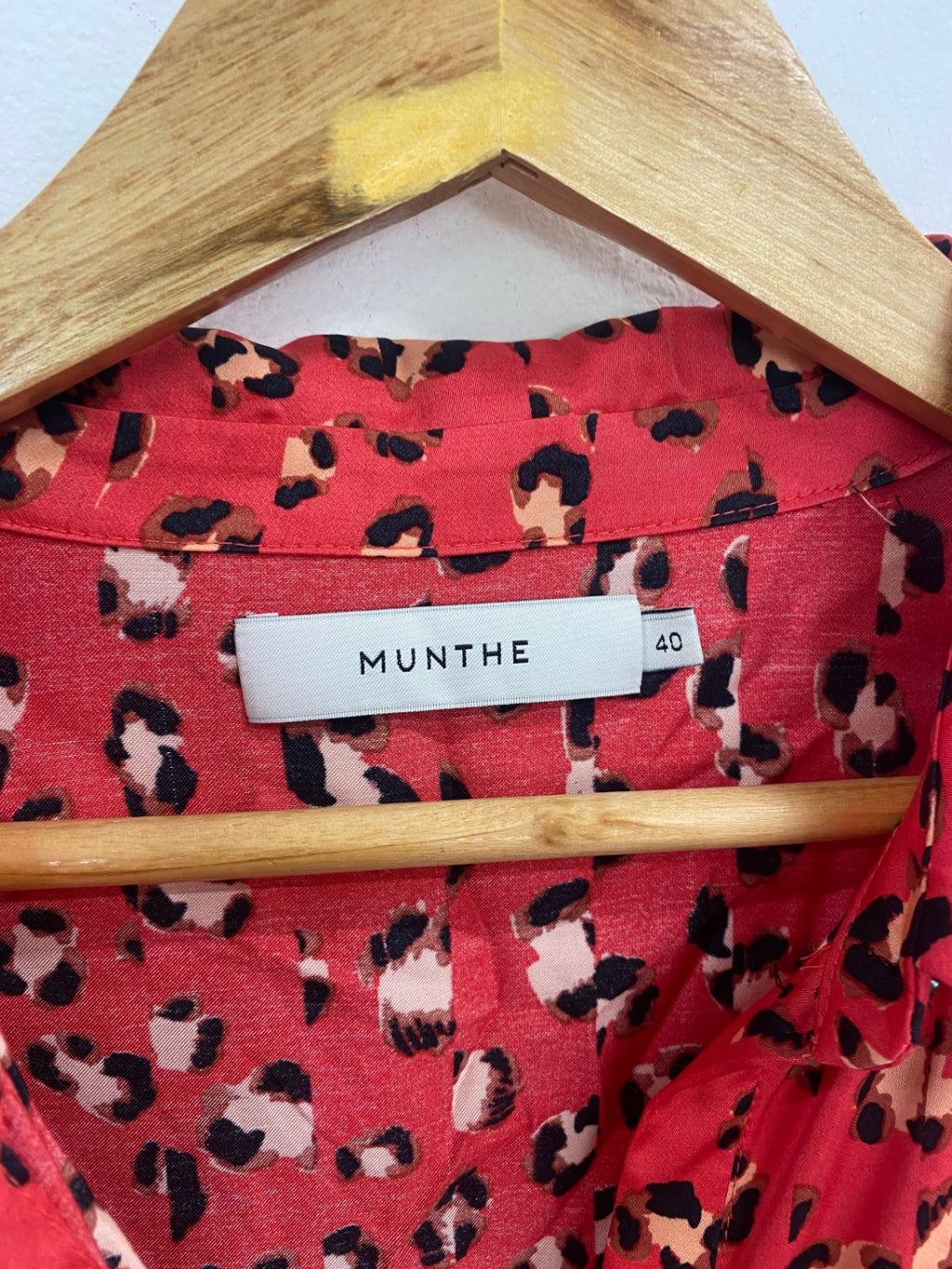 Fabulous MUNTHE Maxi Dress UK12 Coral tiered animal leopard print KW605