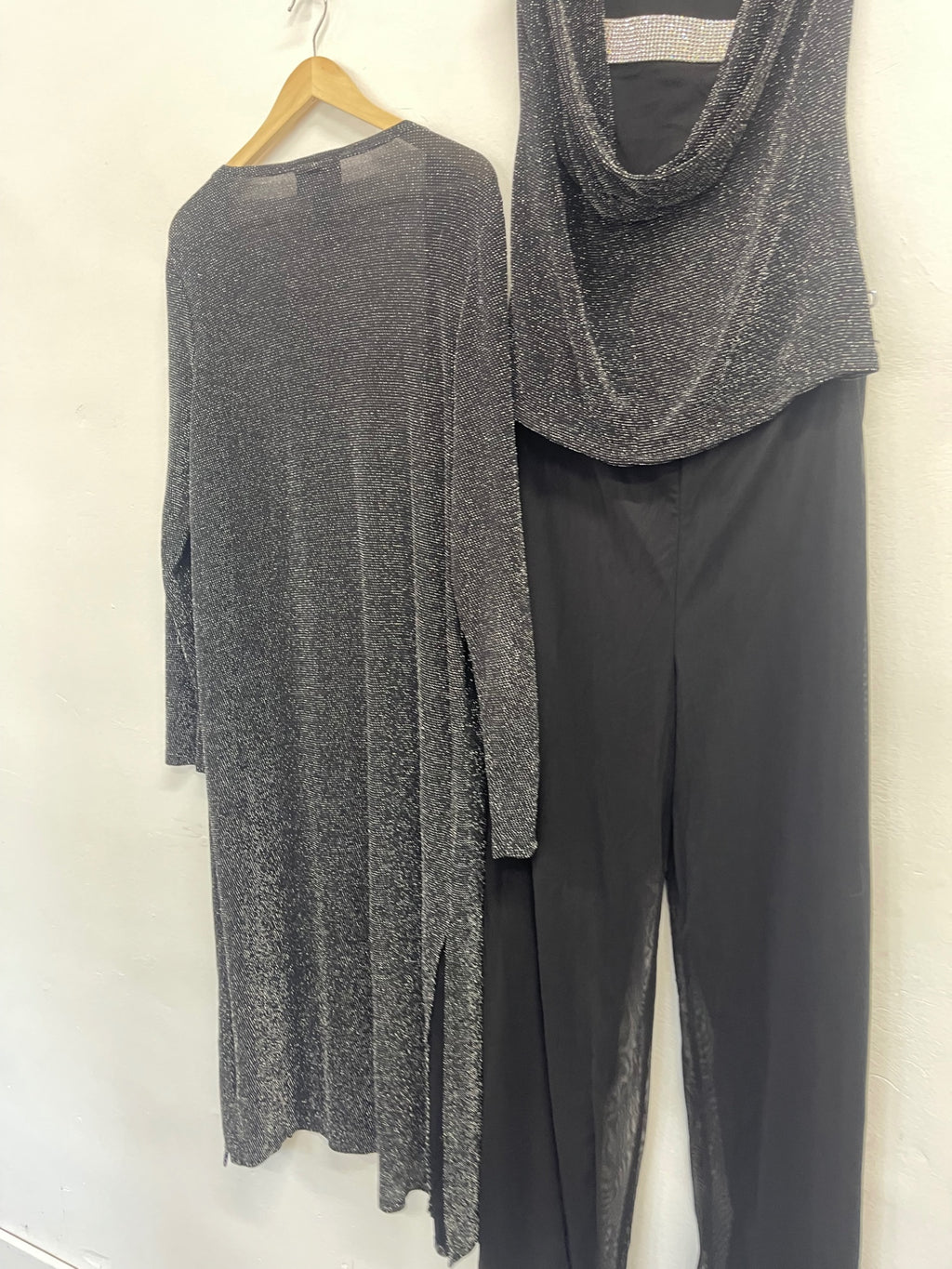 Fabulous Frank Lyman 3 piece Evening outfit UK12 Black & silver #1 KW605