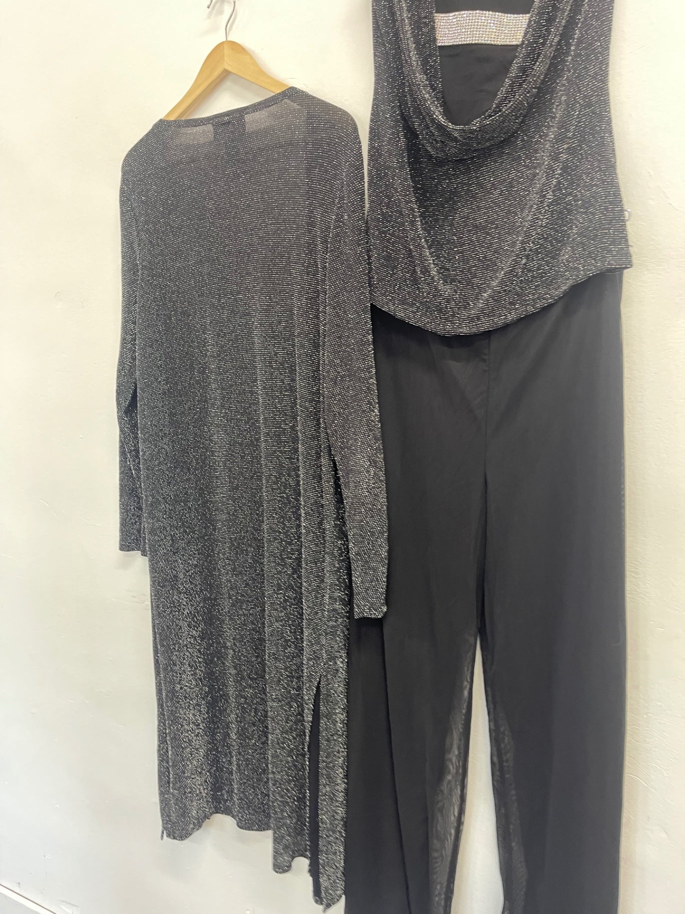 Fabulous Frank Lyman 3 piece Evening outfit UK12 Black & silver #1 KW605