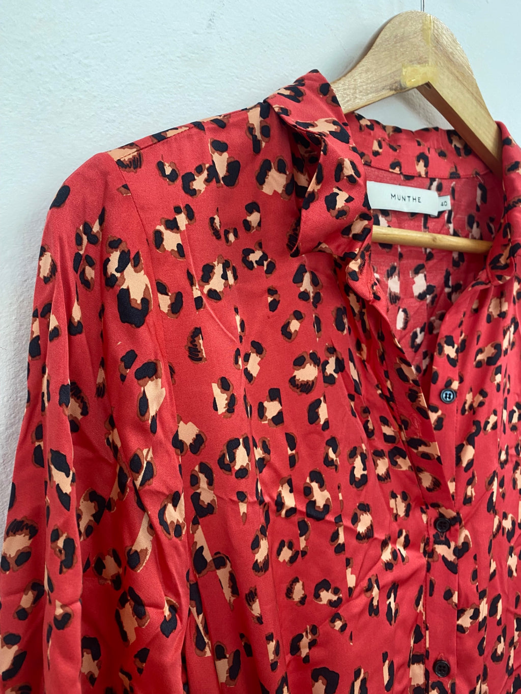 Fabulous MUNTHE Maxi Dress UK12 Coral tiered animal leopard print KW605