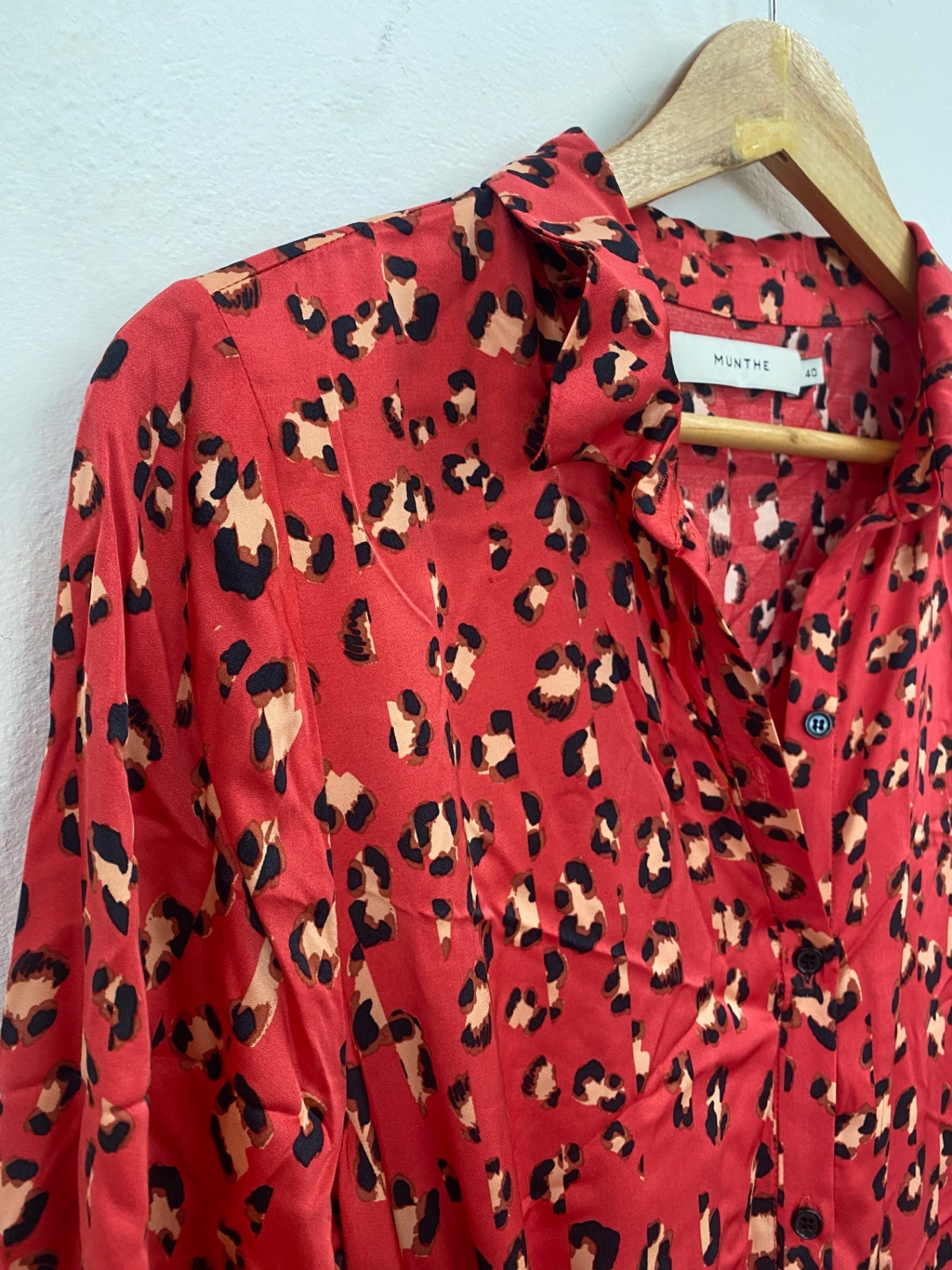 Fabulous MUNTHE Maxi Dress UK12 Coral tiered animal leopard print KW605