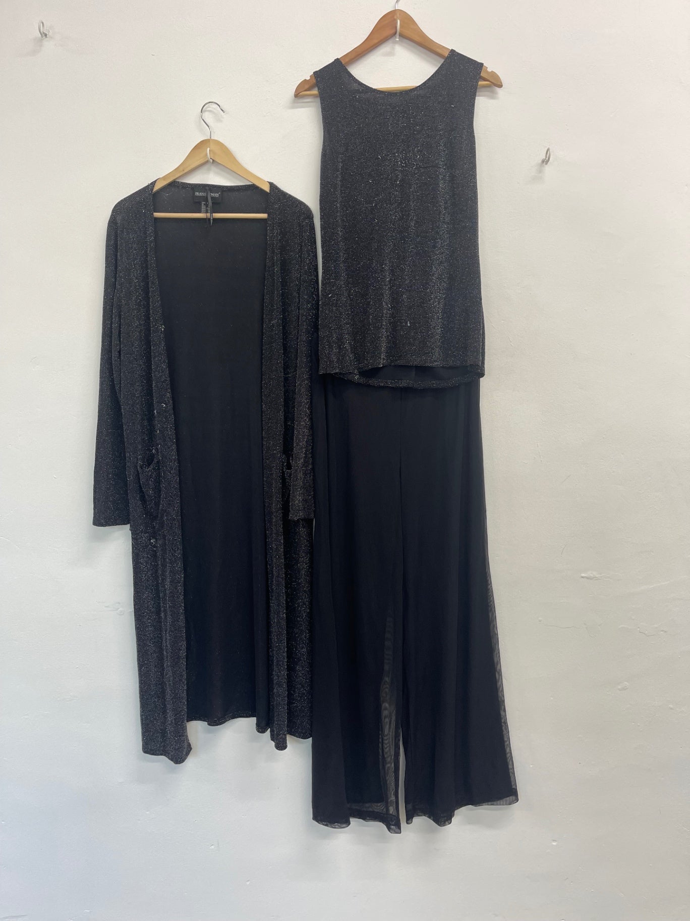 Fabulous Frank Lyman 3 piece Evening outfit UK12 Black & silver #1 KW605