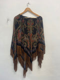 Fabulous Joseph Ribkoff tasseled boho Poncho Top uk10 Black KW605