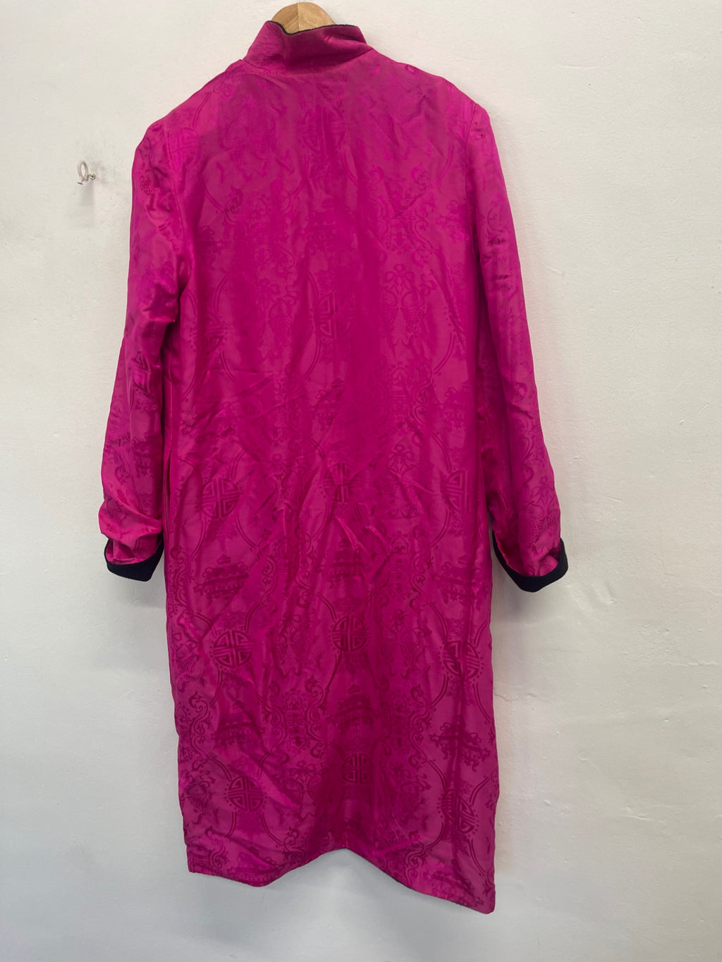 Fabulous Lotus Village reversible mandarin Silk Coat uk14/16 Pink & Black KW605 