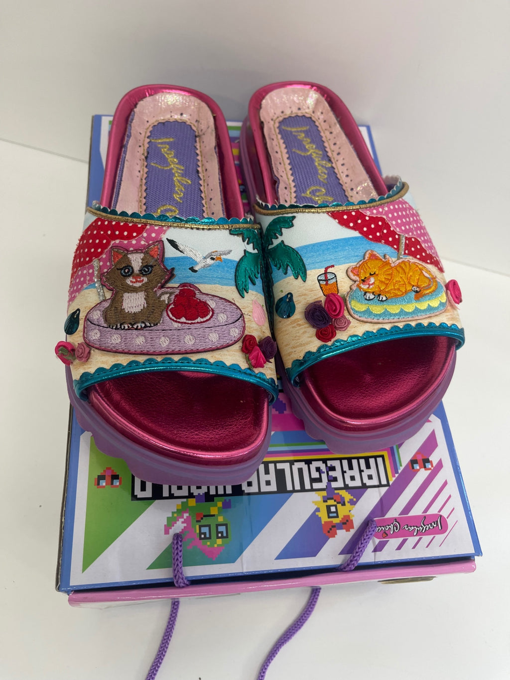 Fabulous Irregular Choice Beach Bum sliders Sandals UK5 Pink new KW605