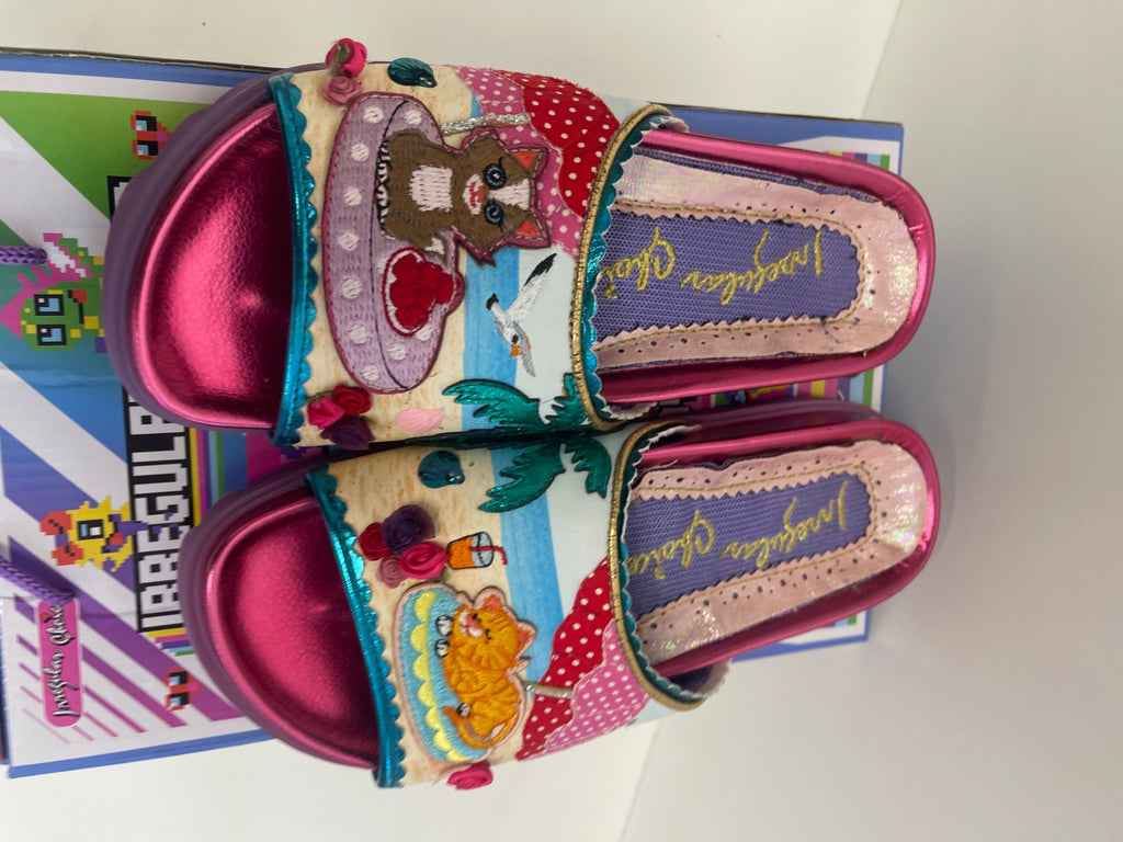 Fabulous Irregular Choice Beach Bum sliders Sandals UK5 Pink new KW605