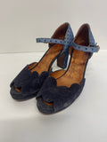 Fabulous Chie Mihara stunning spotted suede Heels uk4/5 Blue KW605