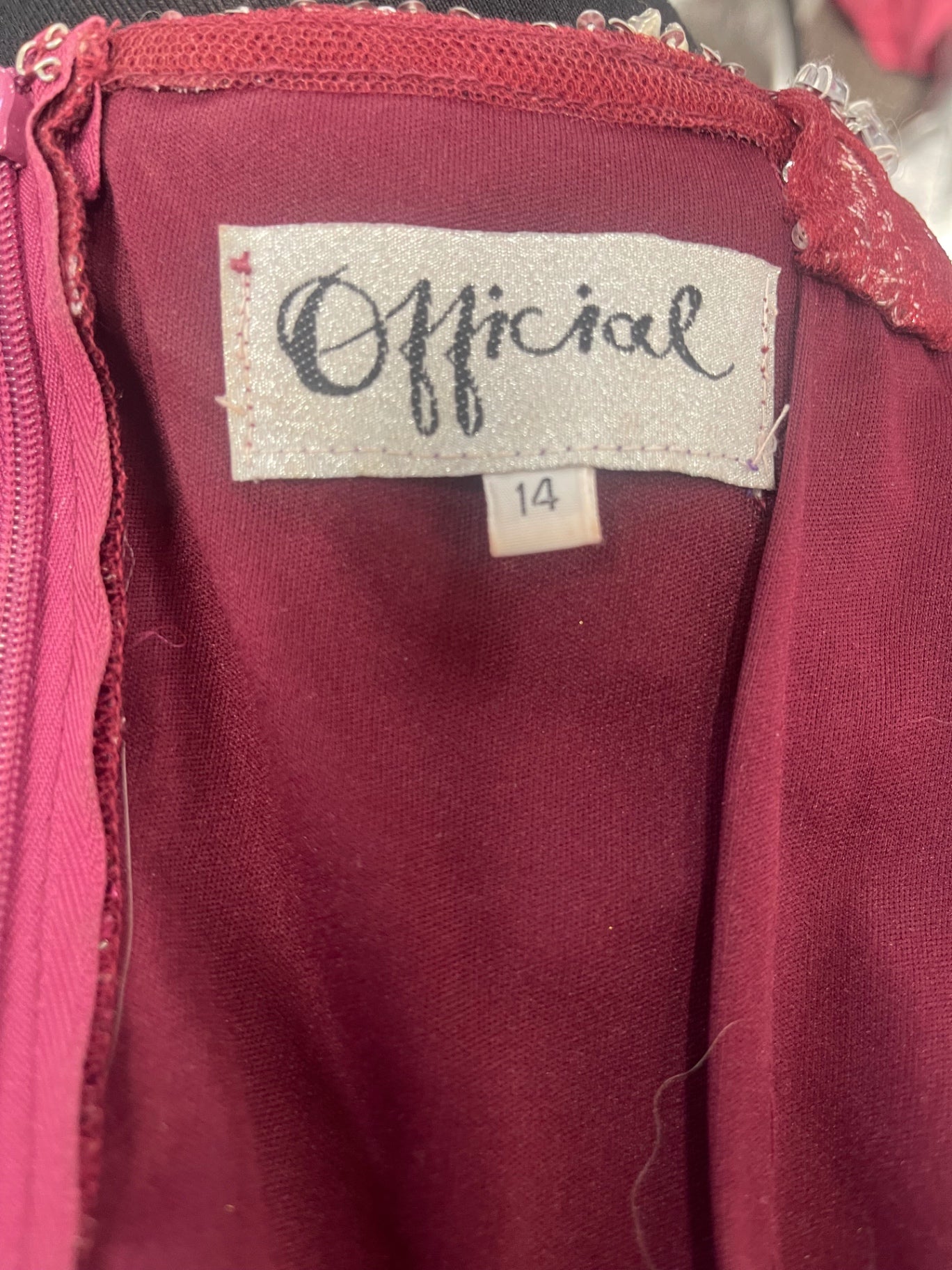 Fabulous Vintage Y2K heavily embellished Official Dress Uk14 Pink & silver KW605