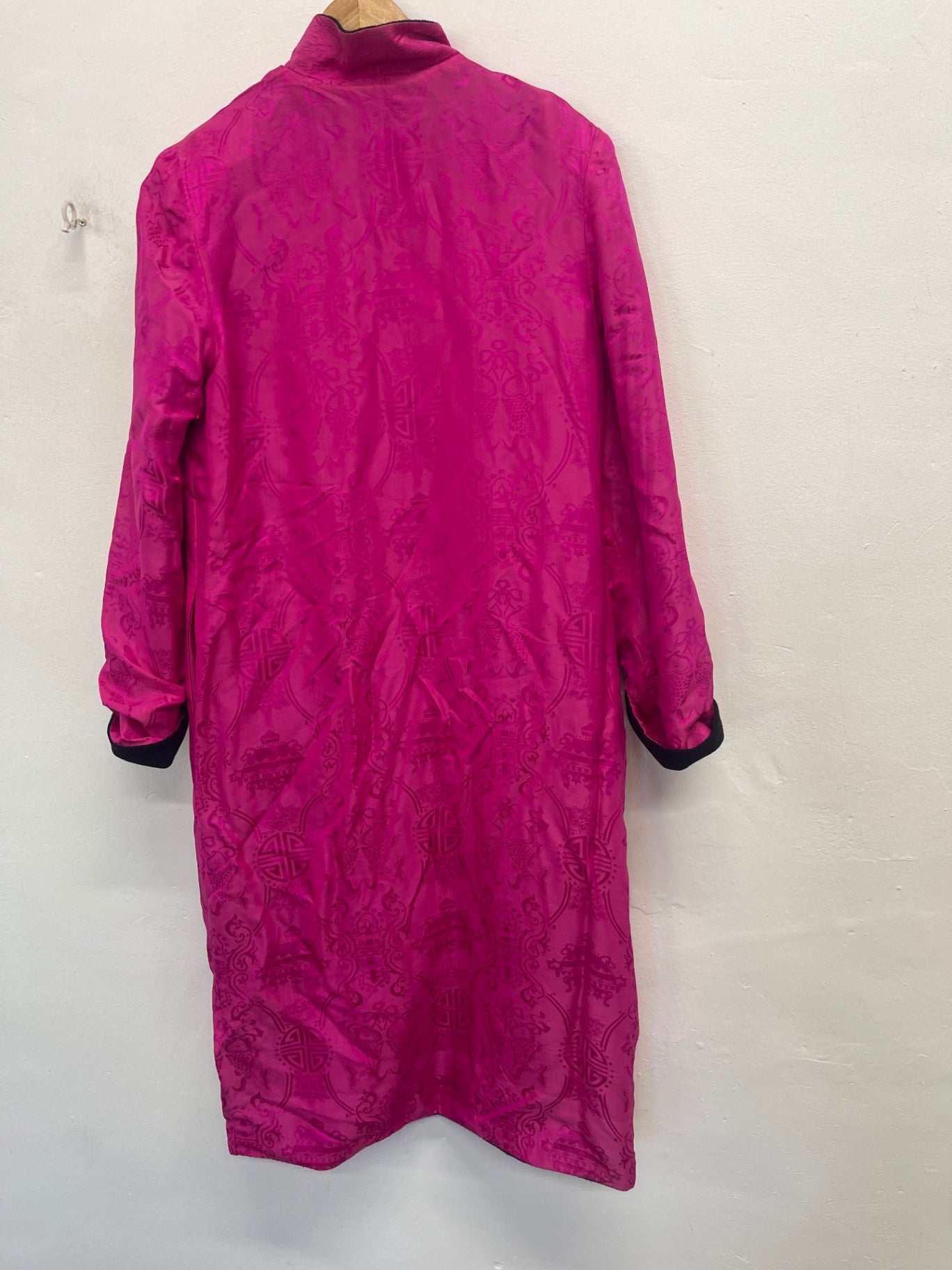 Fabulous Lotus Village reversible mandarin Silk Coat uk14/16 Pink & Black KW605 