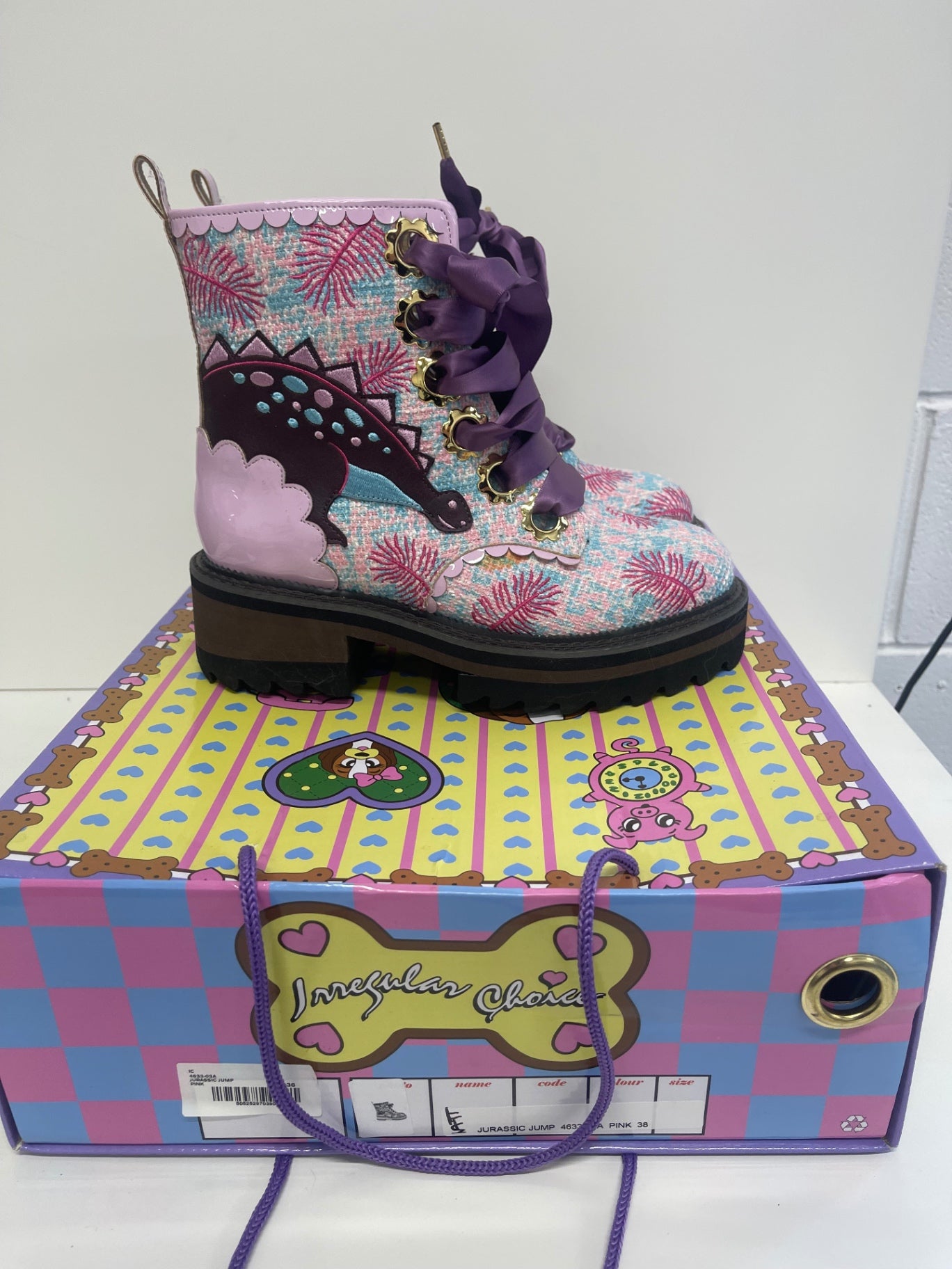 Fabulous Jurassic Jump 1992 irregular choice RARE Boots Uk5 Pink New KW605