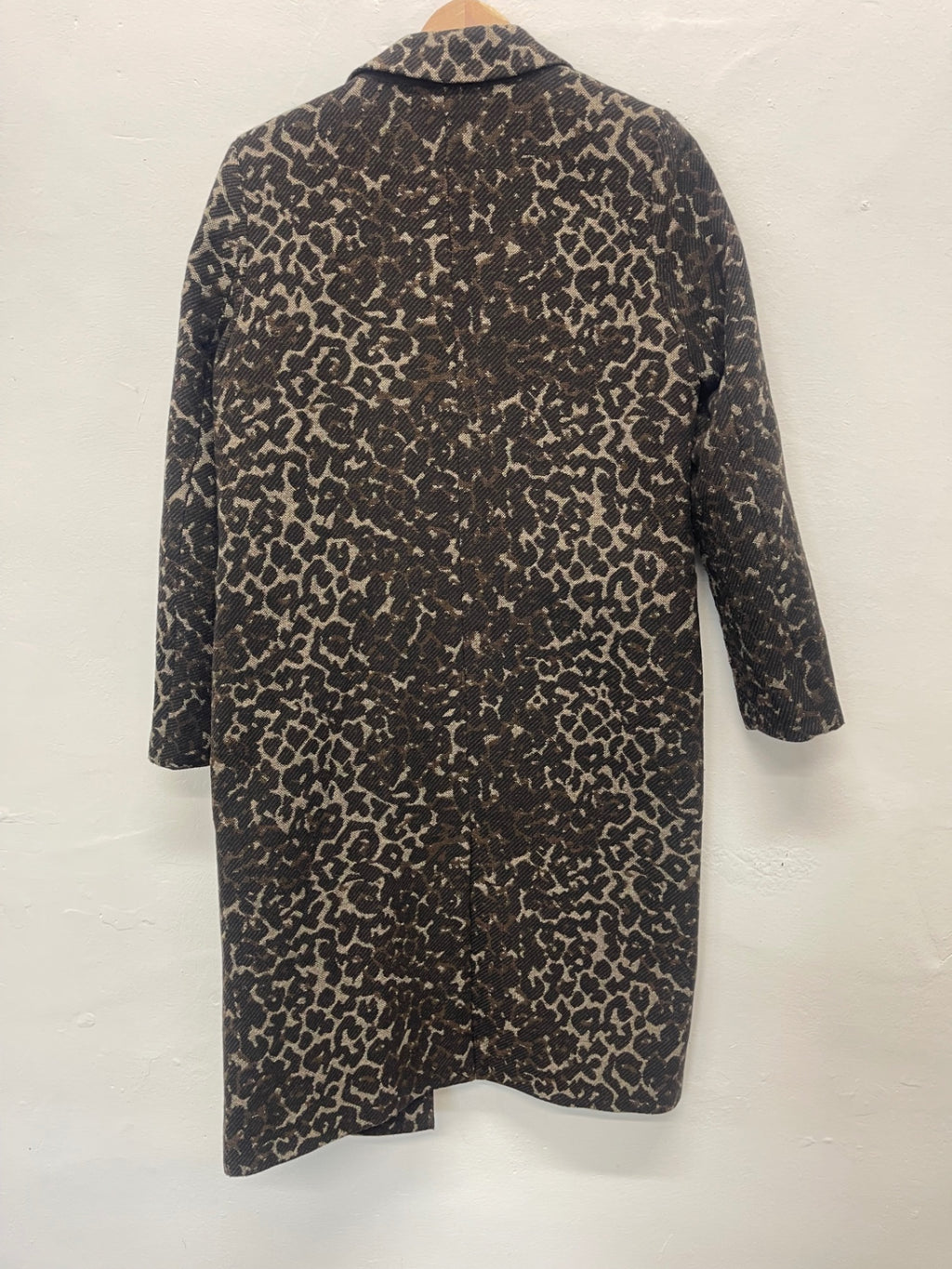 Fabulous Marks & Spencer wool blend leopard Overcoat UK12 Black & brown KB606