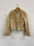 Gorgeous BIRGER & MIKKELSEN Night Faux fur jacket UK10 Beige sequins boho chic KW605