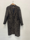 Fabulous Marks & Spencer wool blend leopard Overcoat UK12 Black & brown KB606