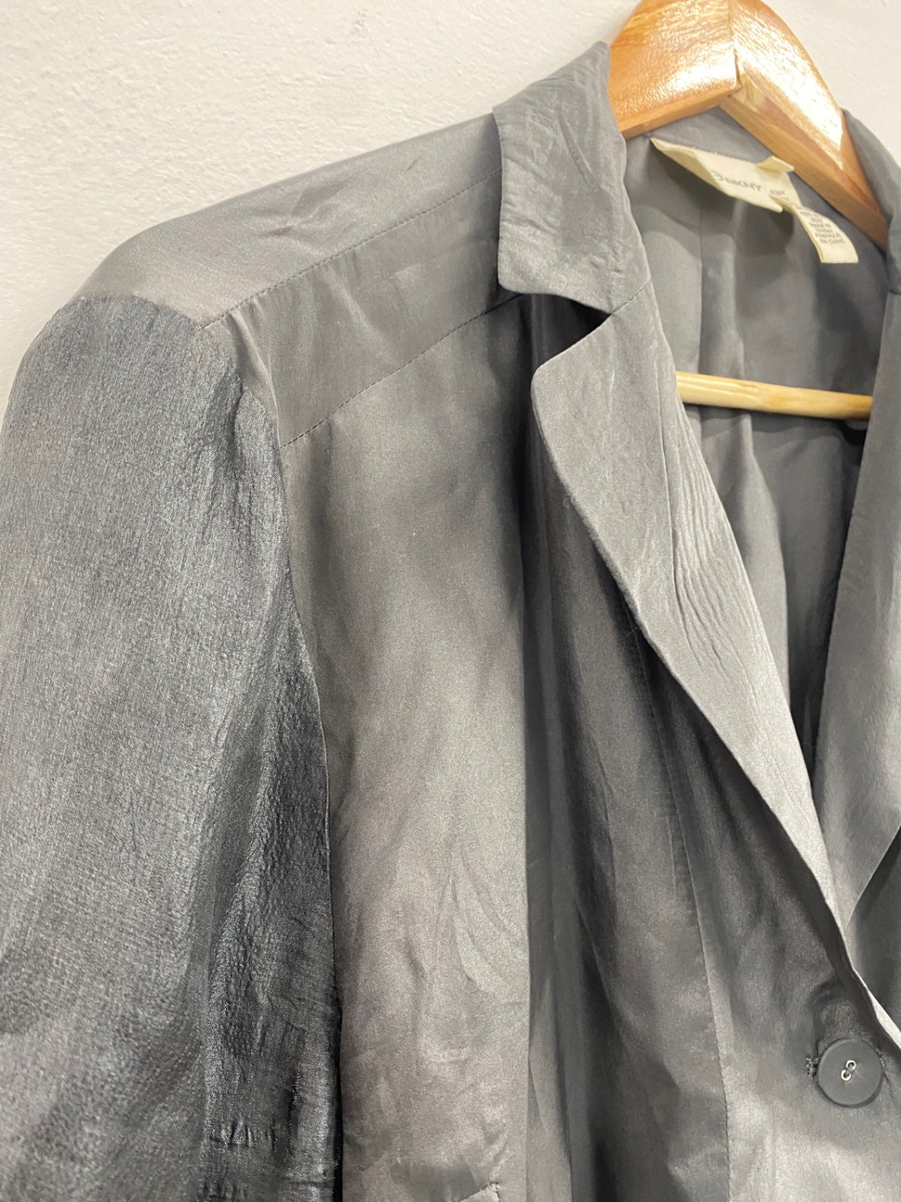 Fabulous Pure DKNY Silk patchwork Blazer L Grey KW605