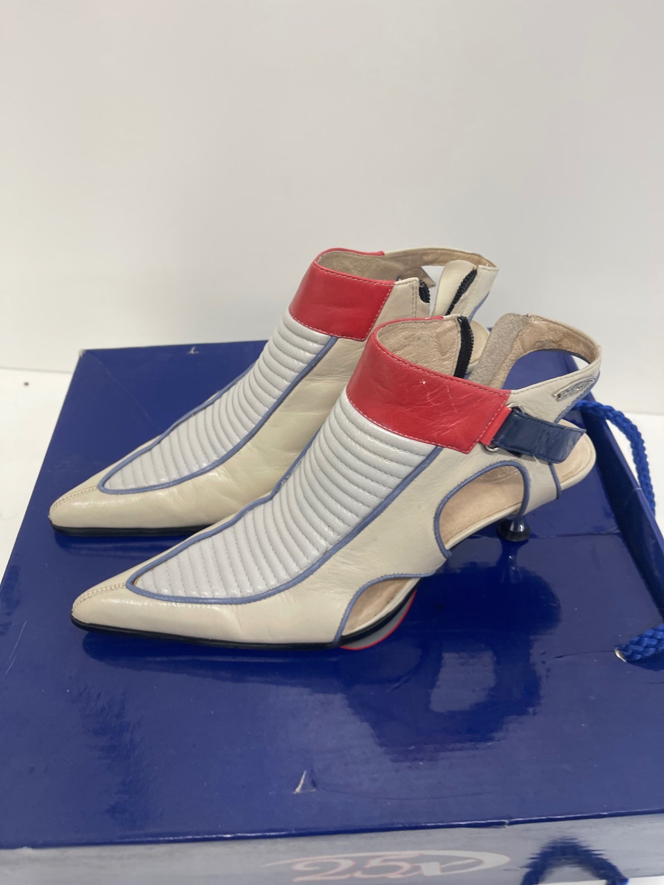 Jef Bains XRace Y2K Leather Pointed Toe Cut Out Heels UK 5 Futuristic Archive KW605