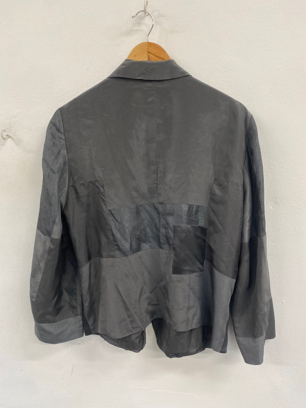 Fabulous Pure DKNY Silk patchwork Blazer L Grey KW605
