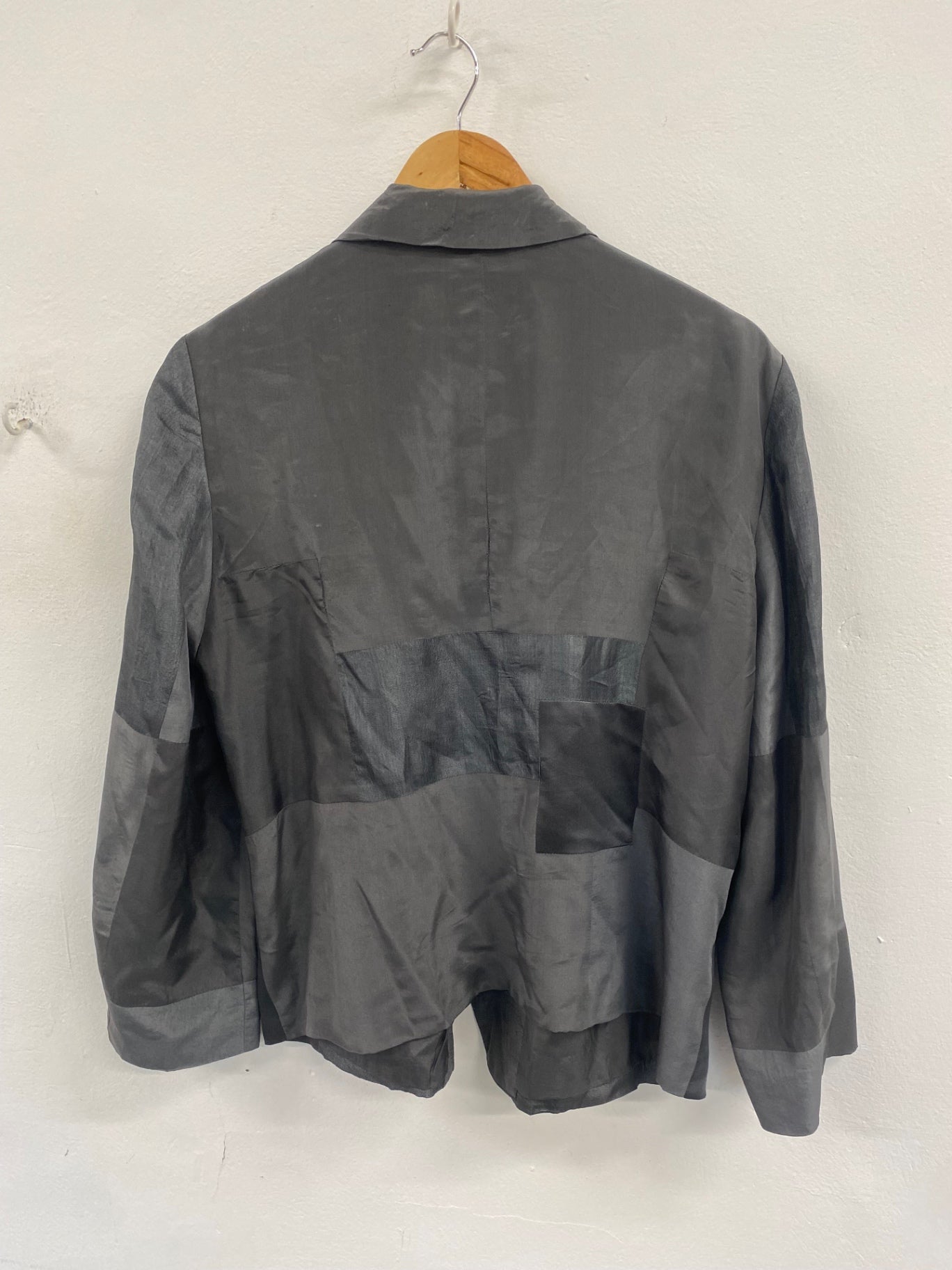 Fabulous Pure DKNY Silk patchwork Blazer L Grey KW605