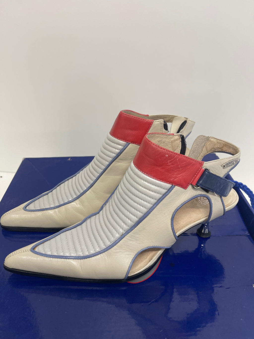 Jef Bains XRace Y2K Leather Pointed Toe Cut Out Heels UK 5 Futuristic Archive KW605